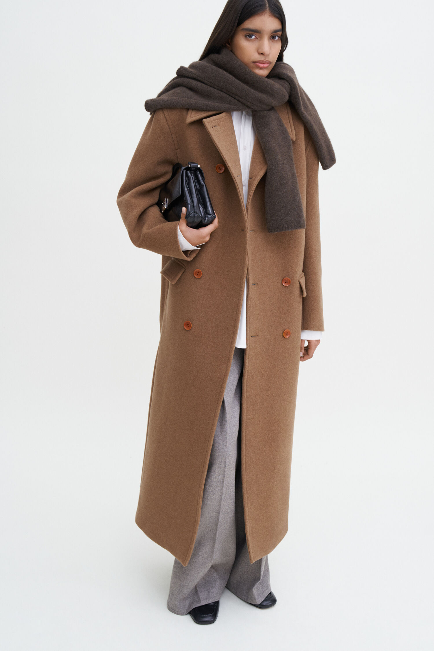 Double Breasted Brushed Wool Coat