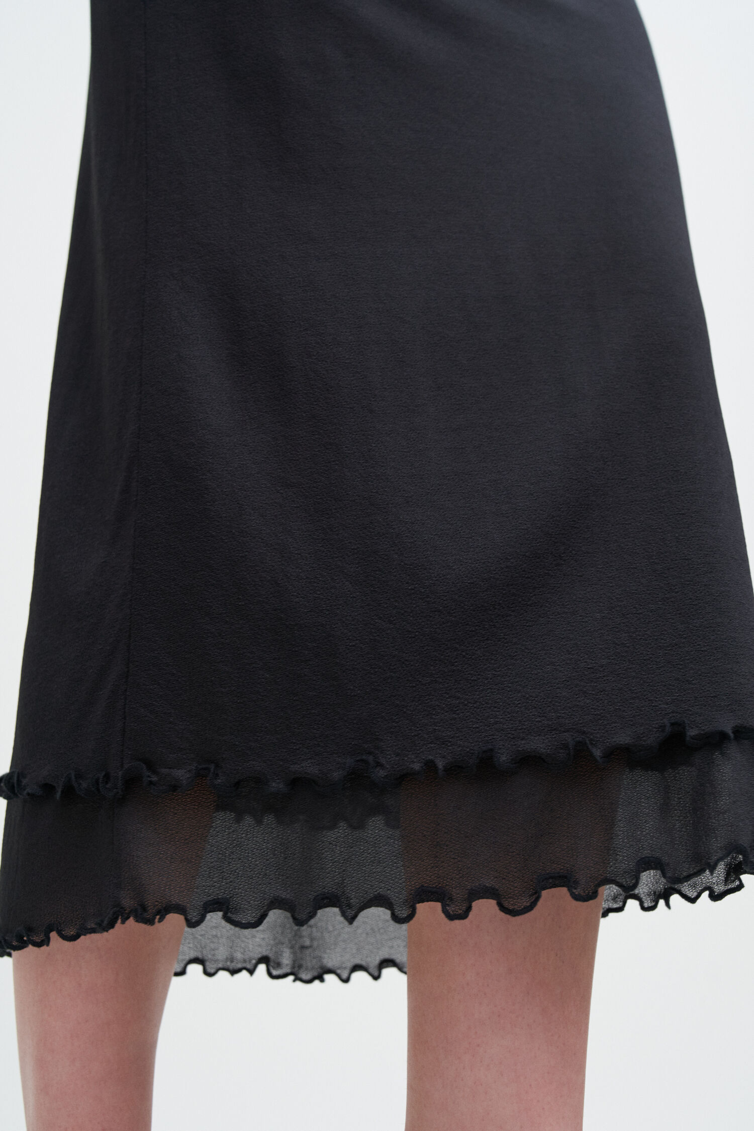Poly Crepe Irregular Flap Skirt