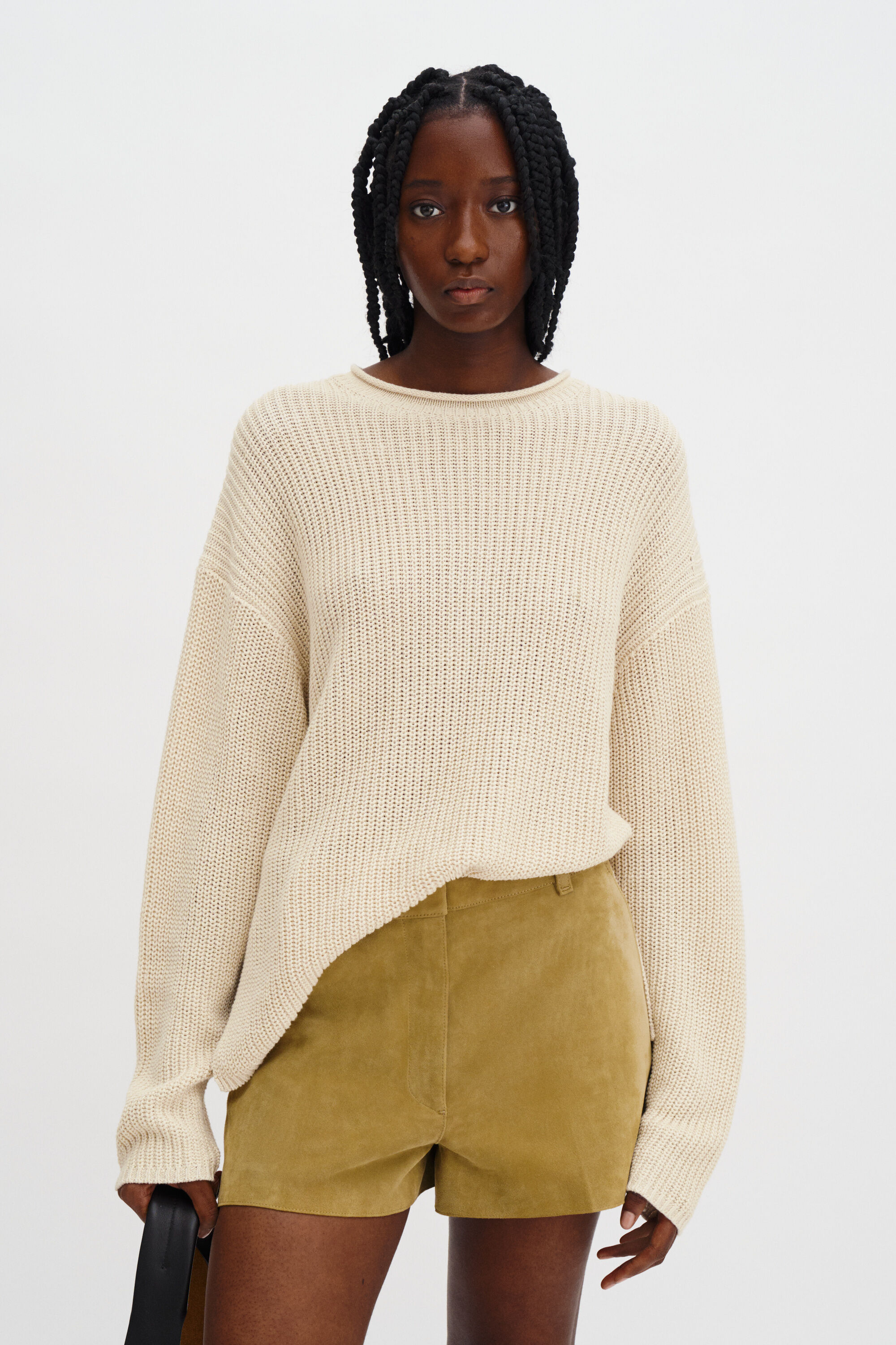 Ribbed Cotton Linen Sweater - Cream White | FILIPPA K