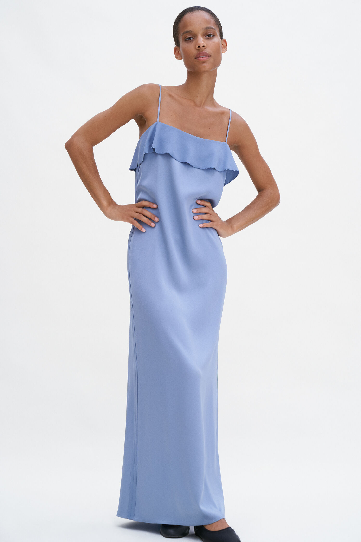 Fluid Draped Strap Dress