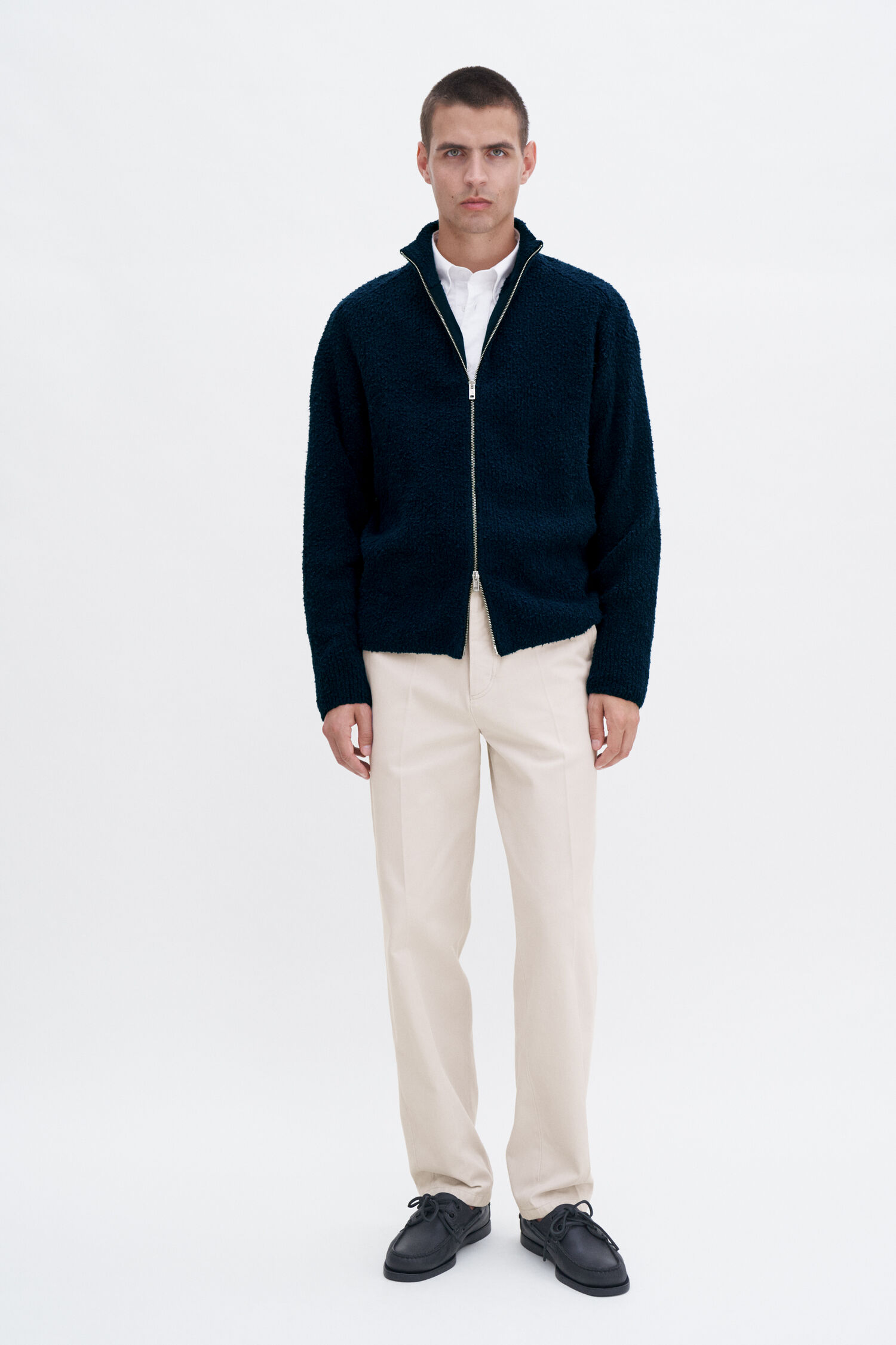 Ribbed Cotton Zip Cardigan