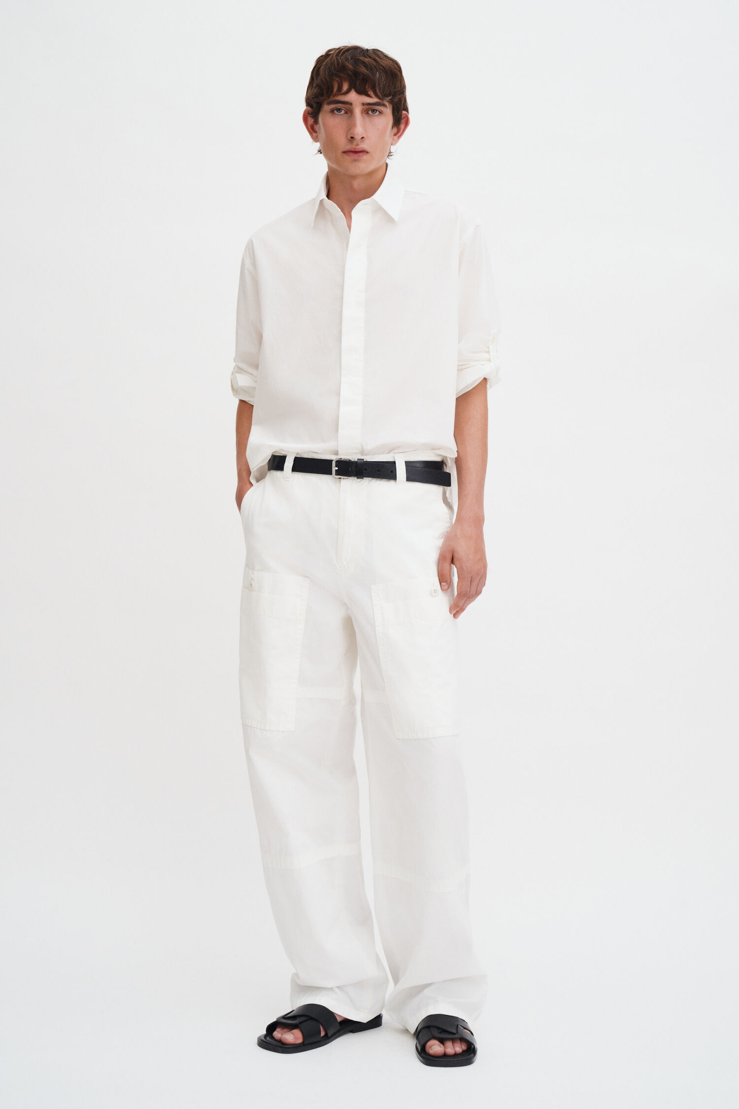 Washed Cotton Cargo Trousers