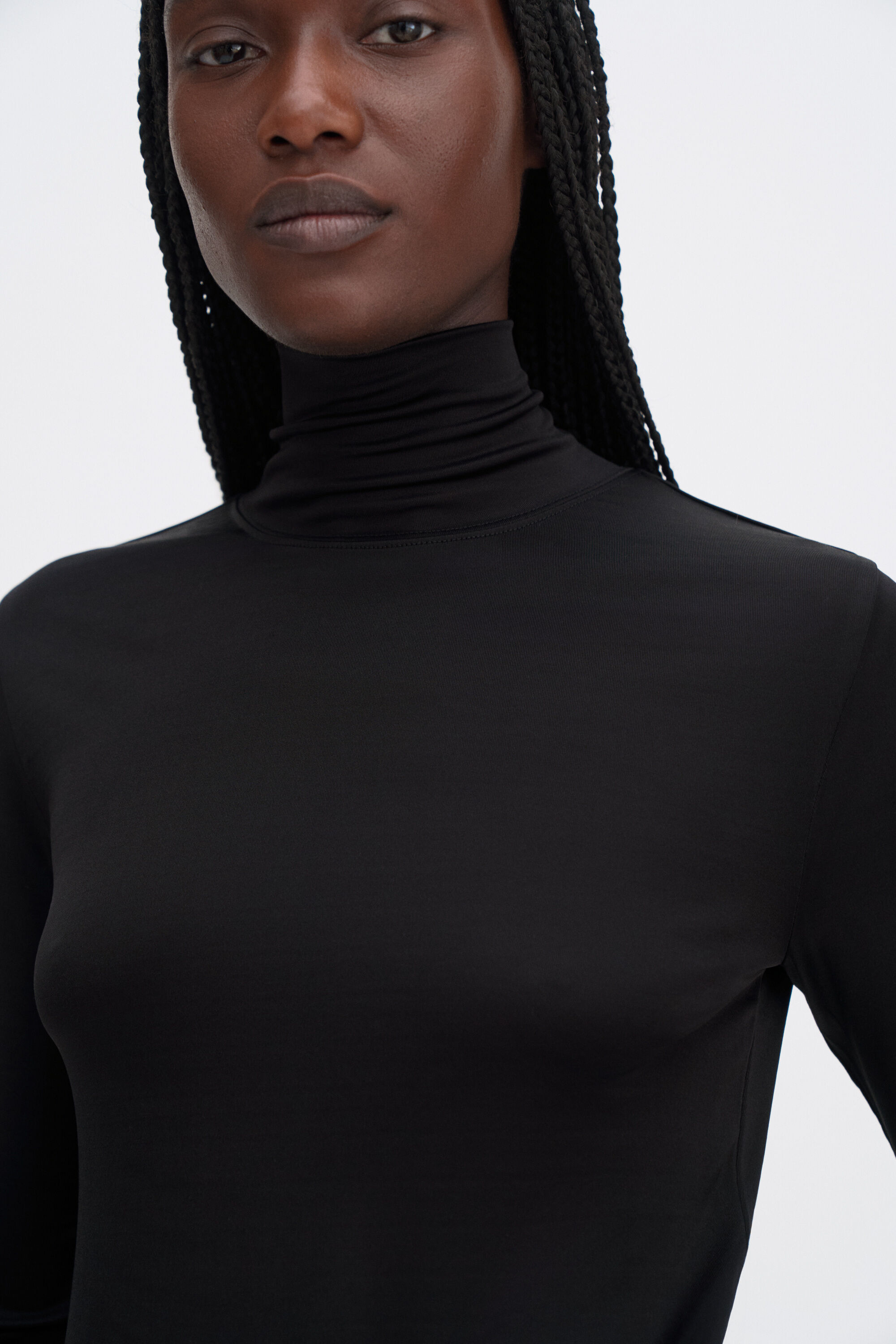 Fitted Jersey Turtleneck - Black | FILIPPA K Fitted Jersey Turtleneck - Black | FILIPPA K