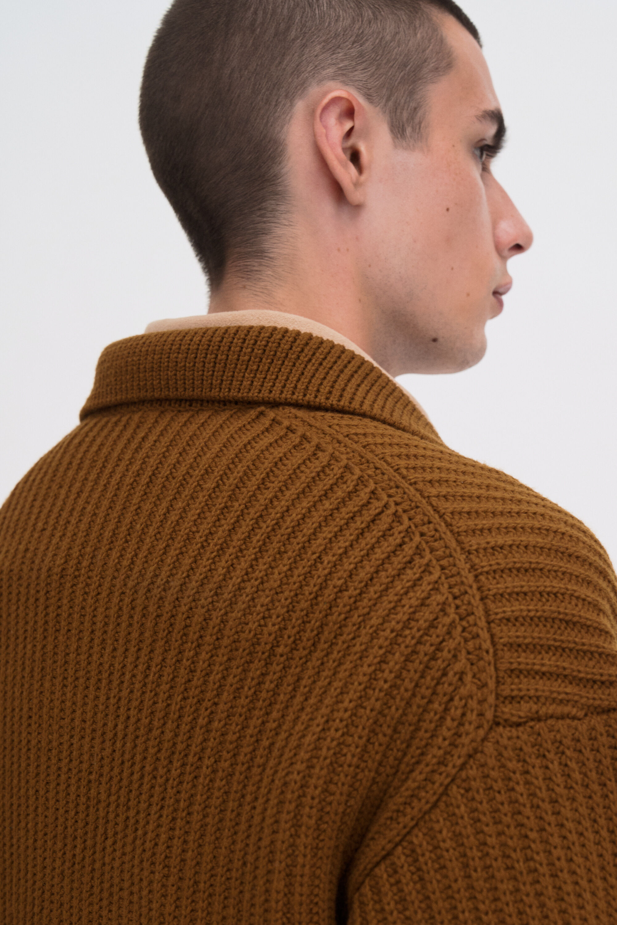 Chunky Ribbed Wool Polo - Copper Brown | FILIPPA K