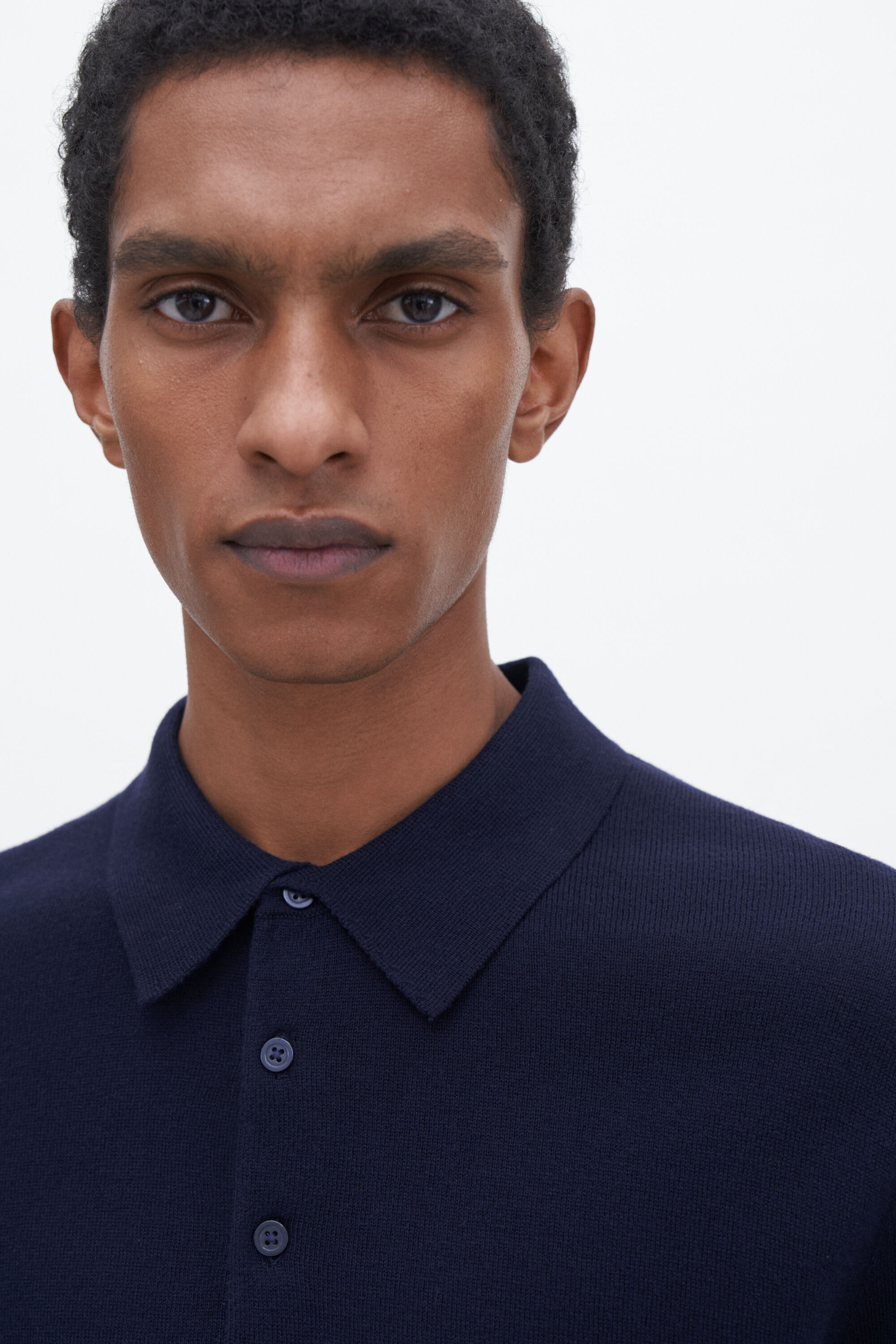 ☆25美品☆+CLOTHET Knit Polo-shirt ディープブルー 3 KNIT POLO - ブルー | harapeco Store