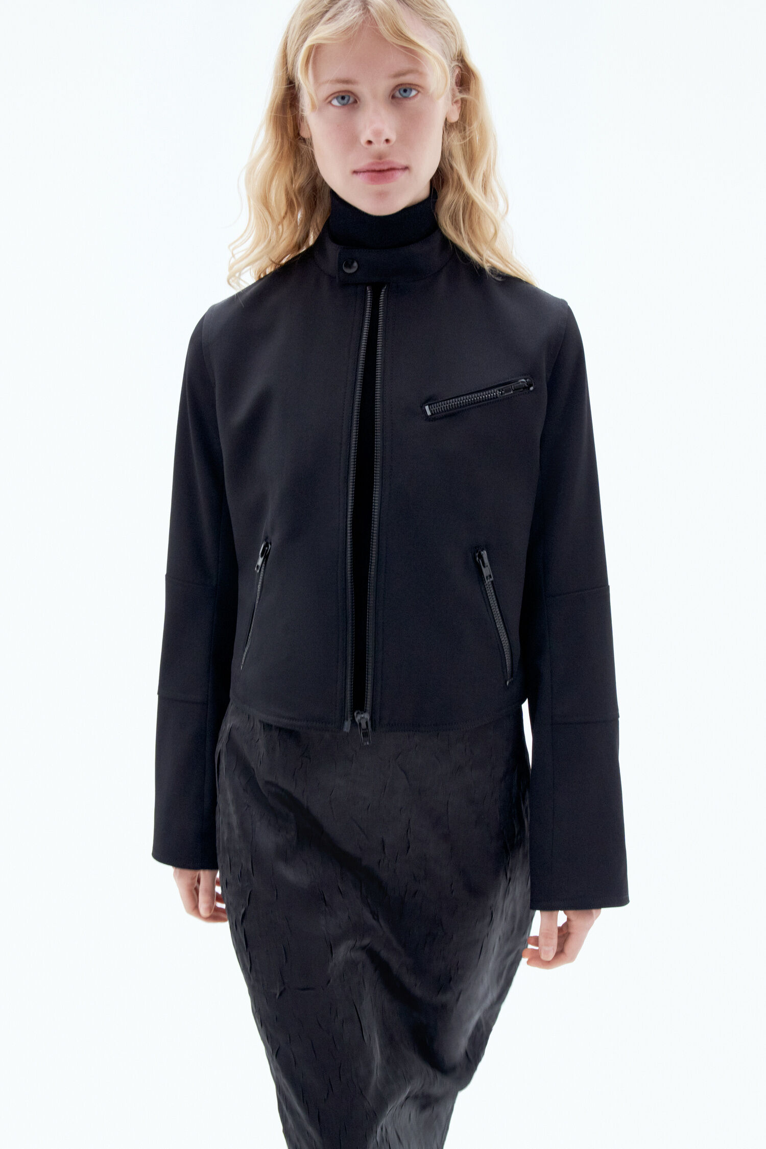Twill biker jacket top
