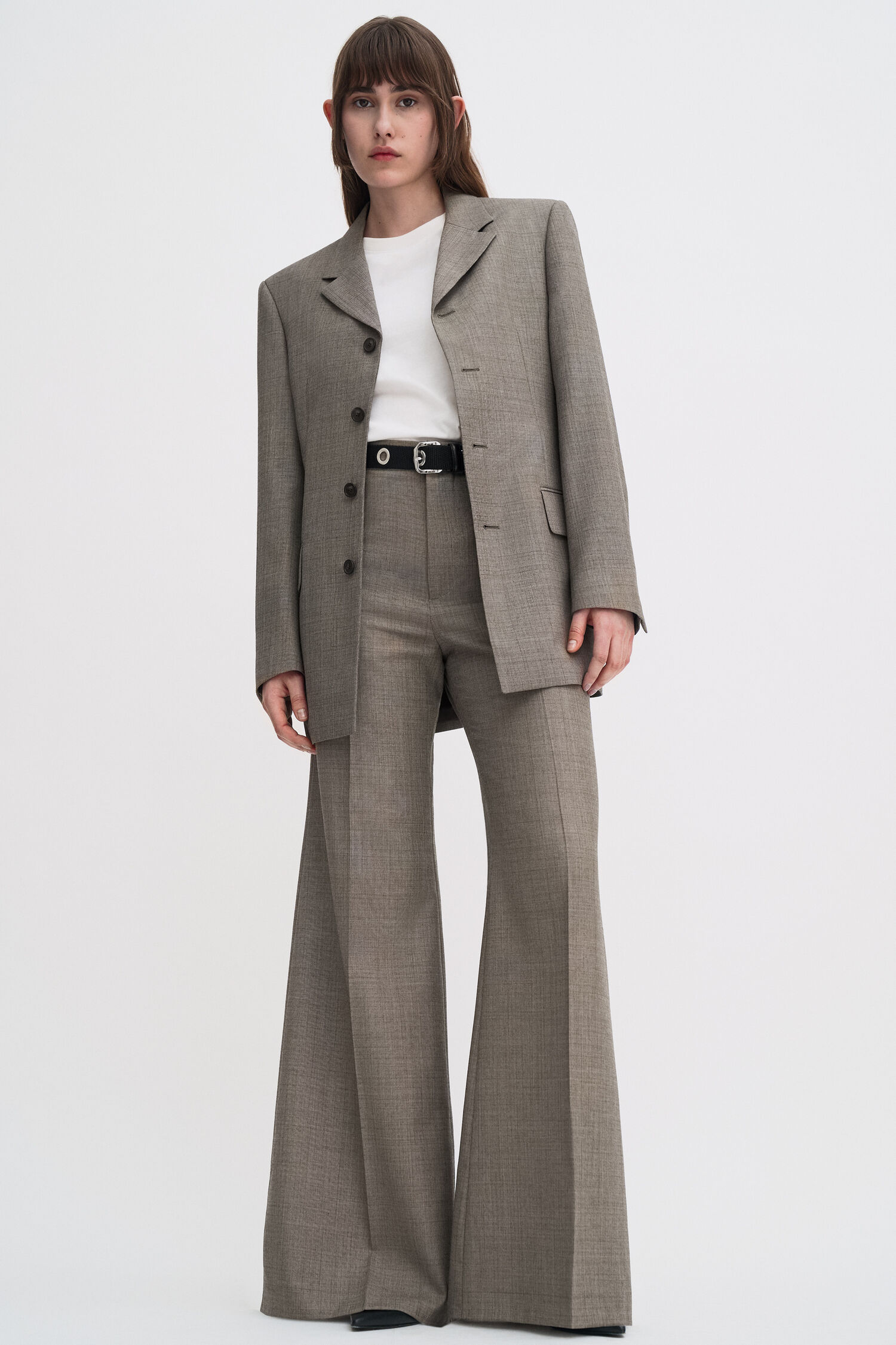 Wool Blend Flare Trousers