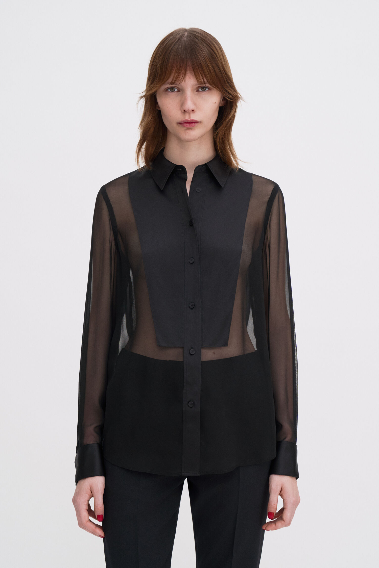 Sheer Silk Tuxedo Shirt