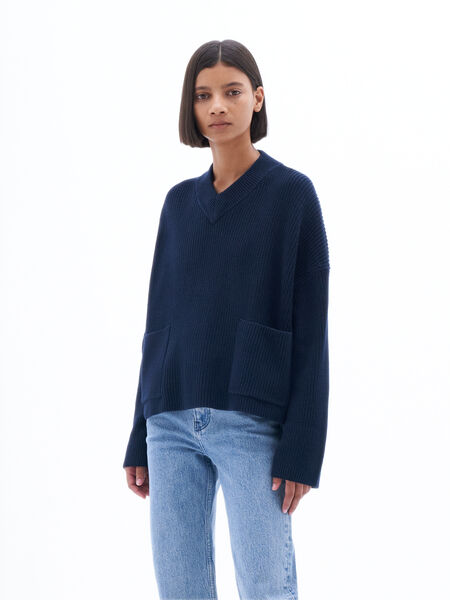Boxy V-Neck Cotton Sweater