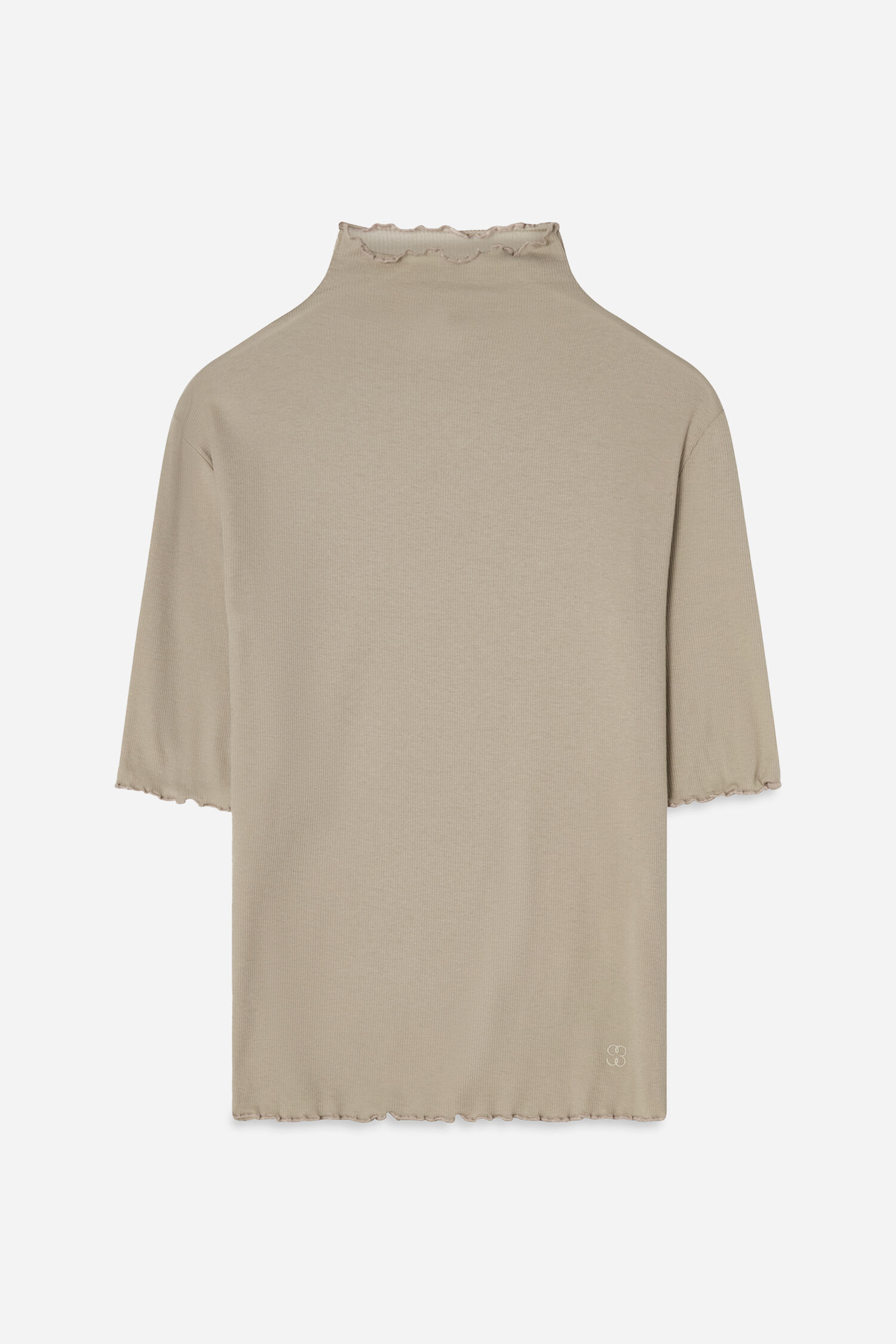 Rib Mock Neck Tee - Moss Grey | FILIPPA K