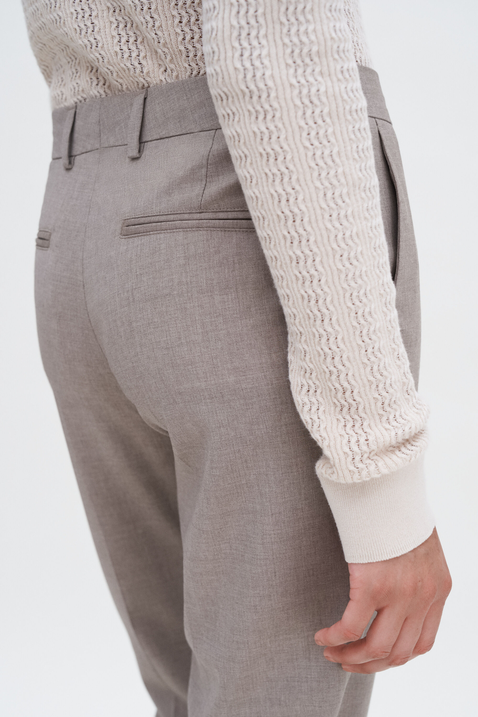 Emma Cropped Cool Wool Trouser - Faded Khaki | FILIPPA K
