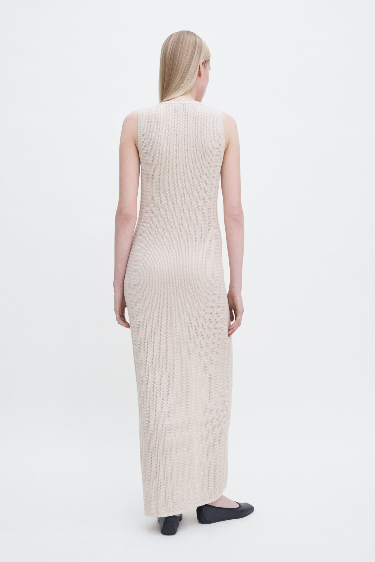 Buttoned Mesh Knit Dress