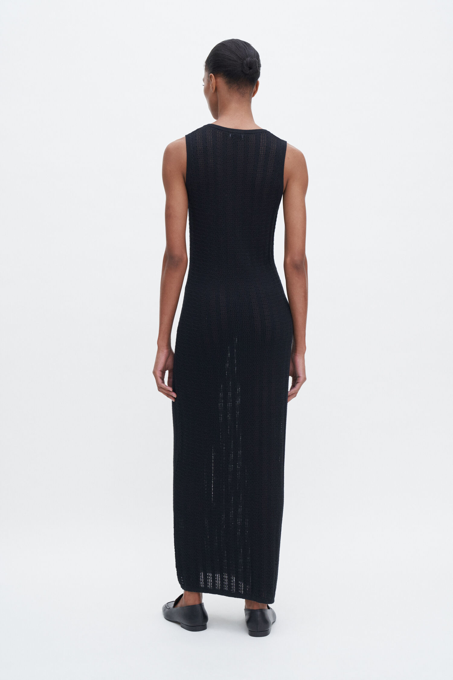 Buttoned Mesh Knit Dress