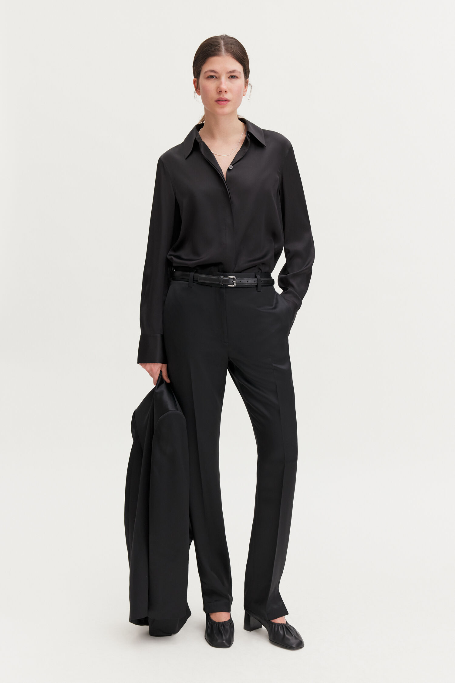 Slim Slit Satin Trousers