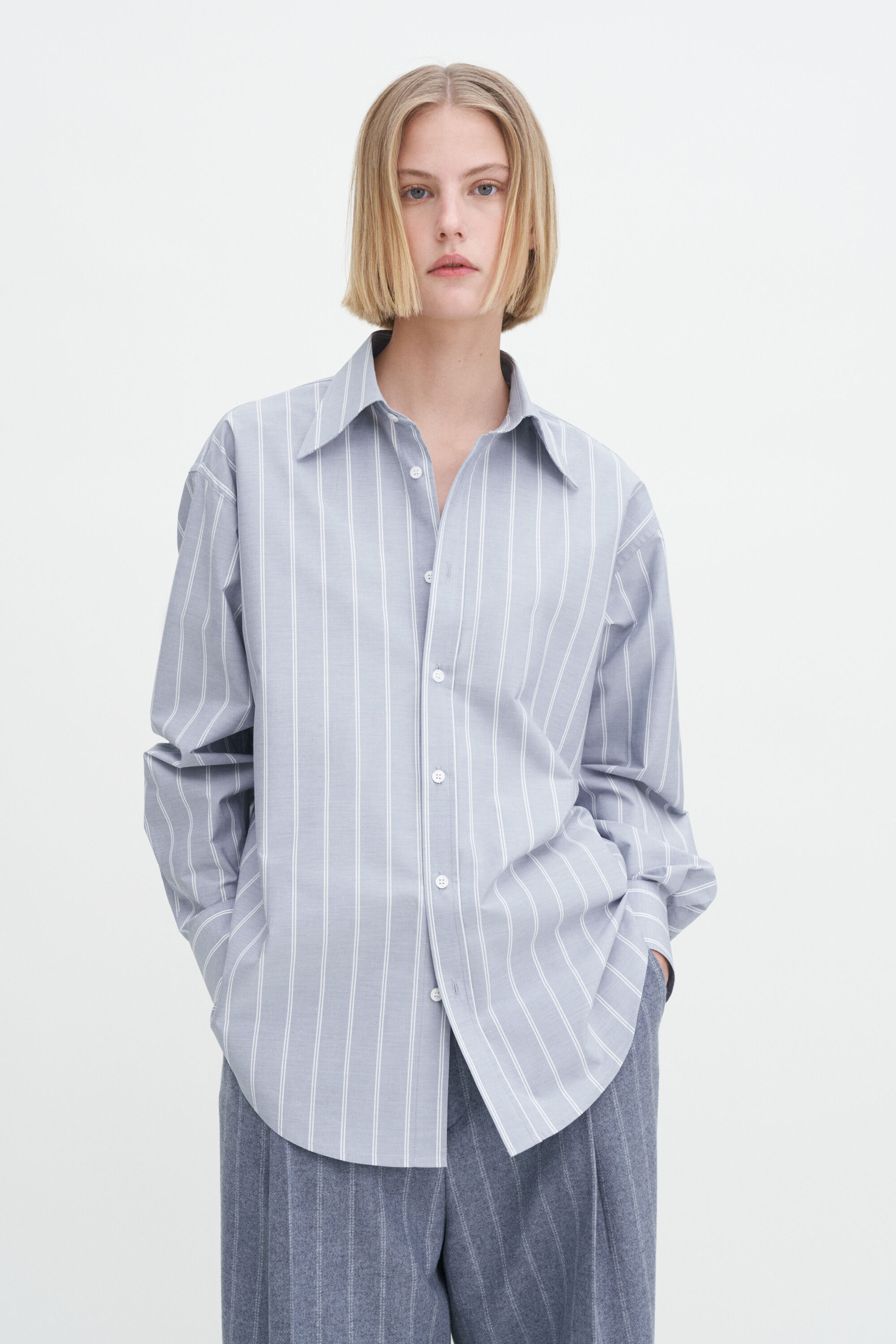 Cotton Chambray Shirt - Chambray Stripe | Filippa K