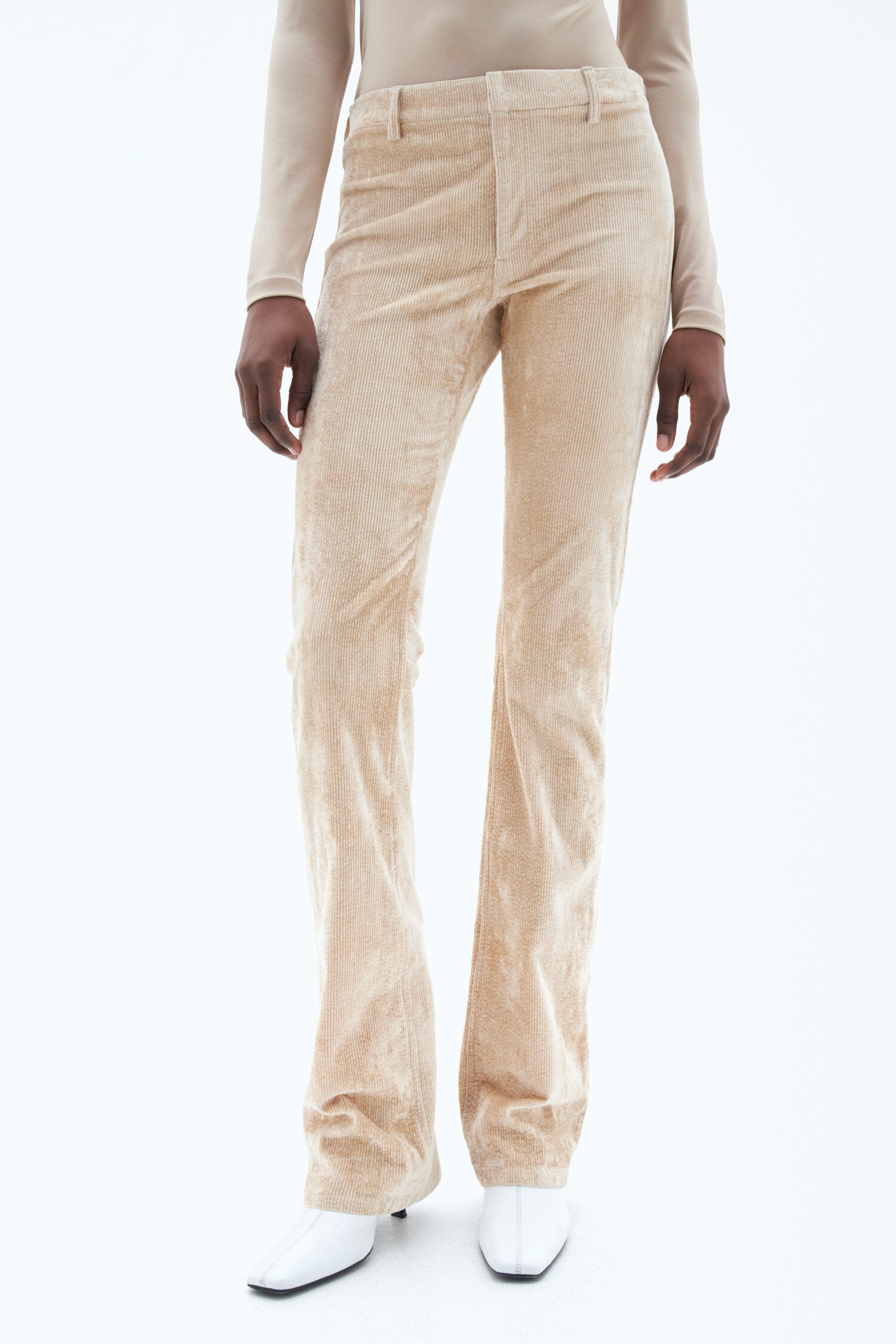 Corduroy Bootcut Trousers - Sand Beige