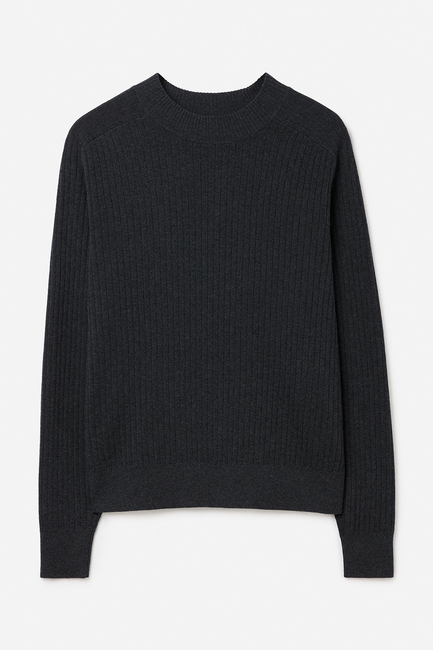 Cotton Merino Mock Neck Sweate - Anthracite Melange | FILIPPA K