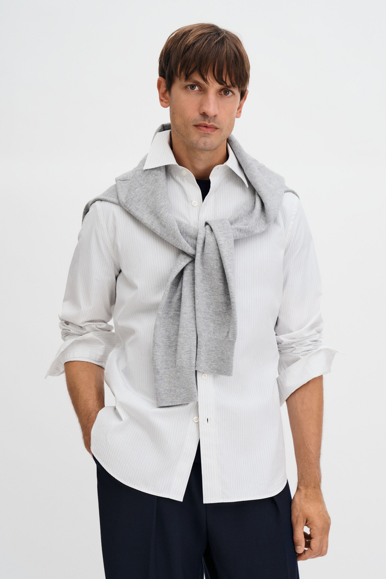 Cotton Poplin Striped Shirt