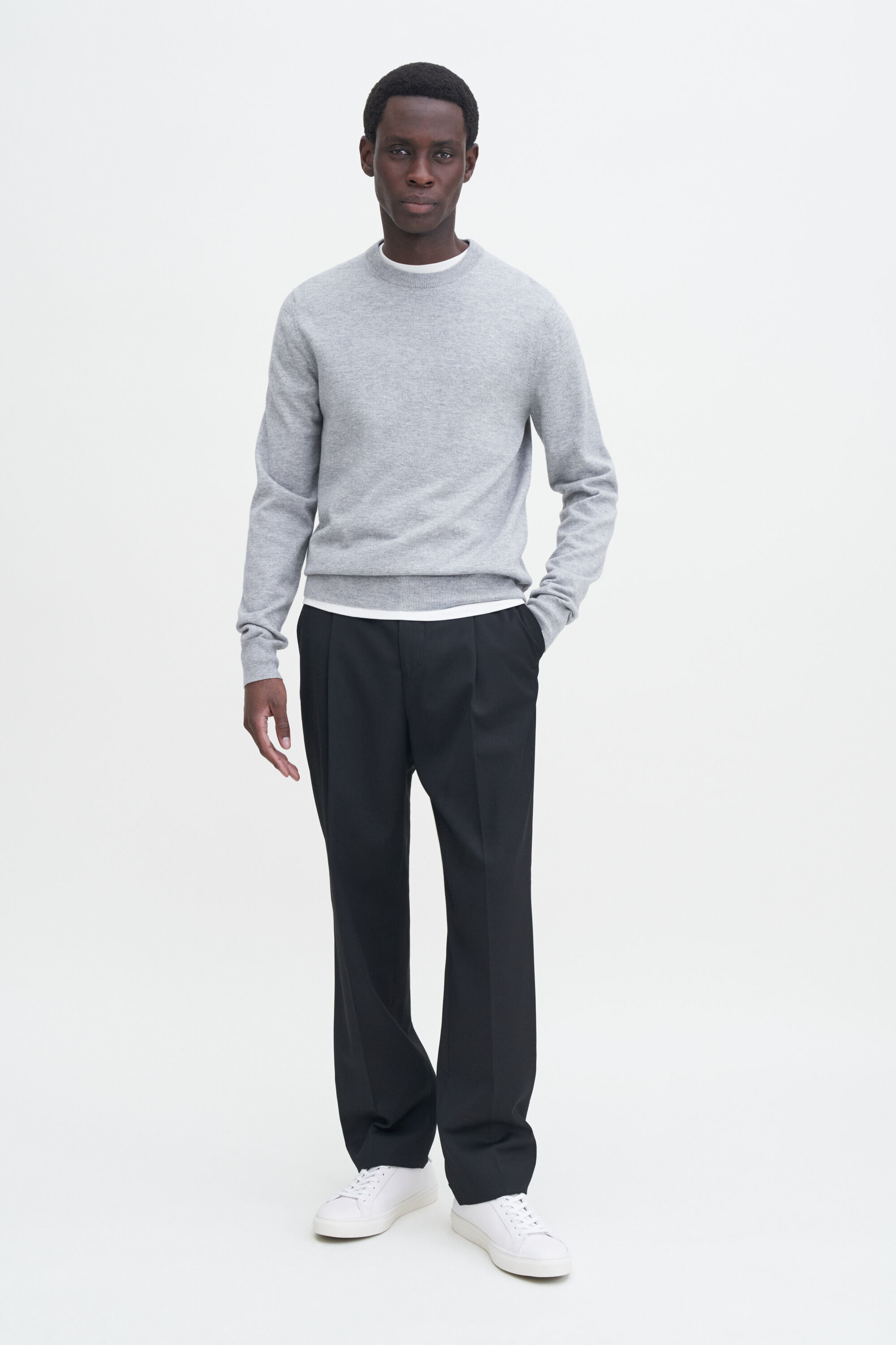 Cotton Merino Sweater Light Grey Melange Filippa K