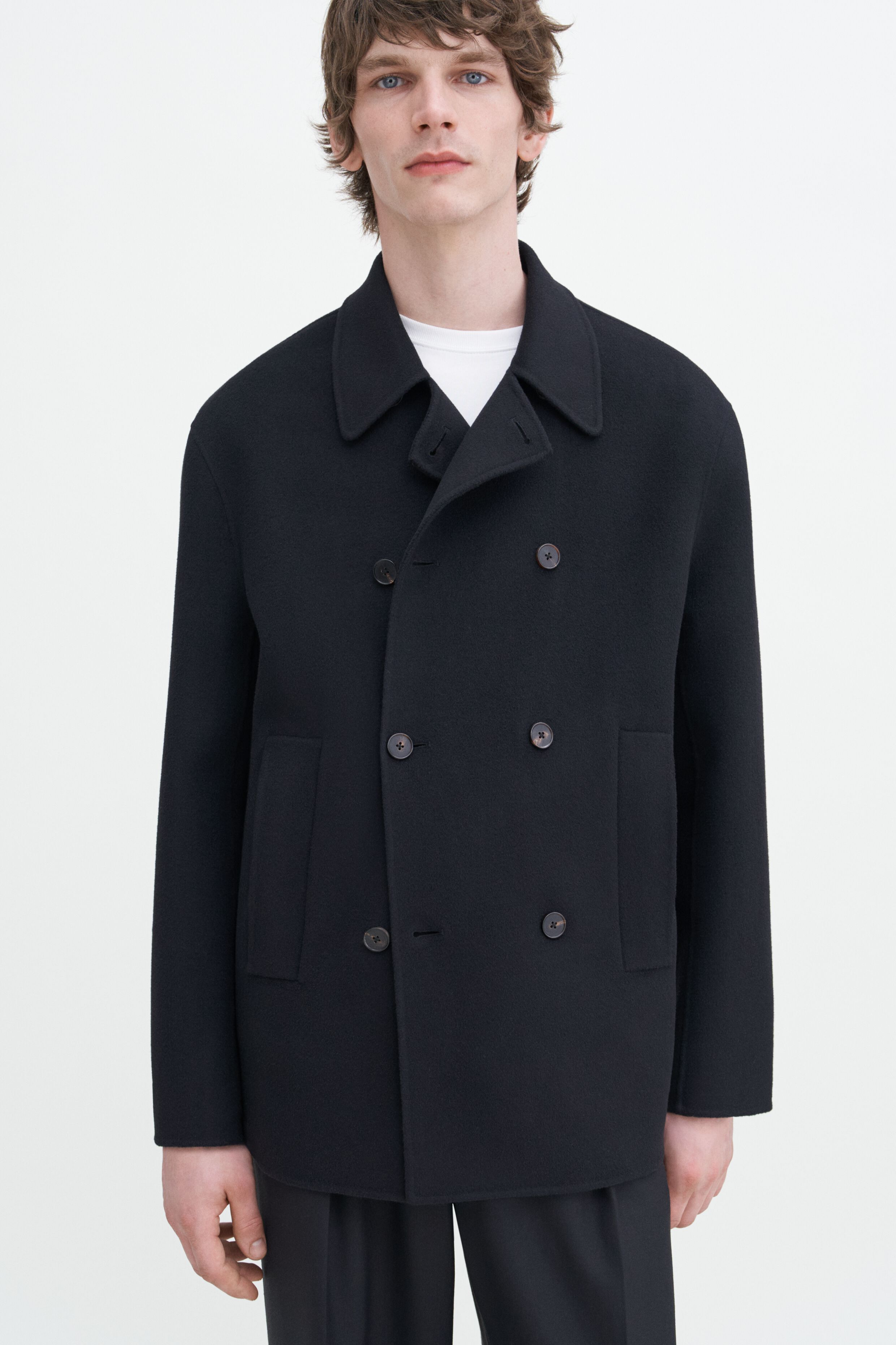【24AW】DOUBLE FACE PEA COAT(BLACK) Double Faced Wool Peacoat - Black | FILIPPA K