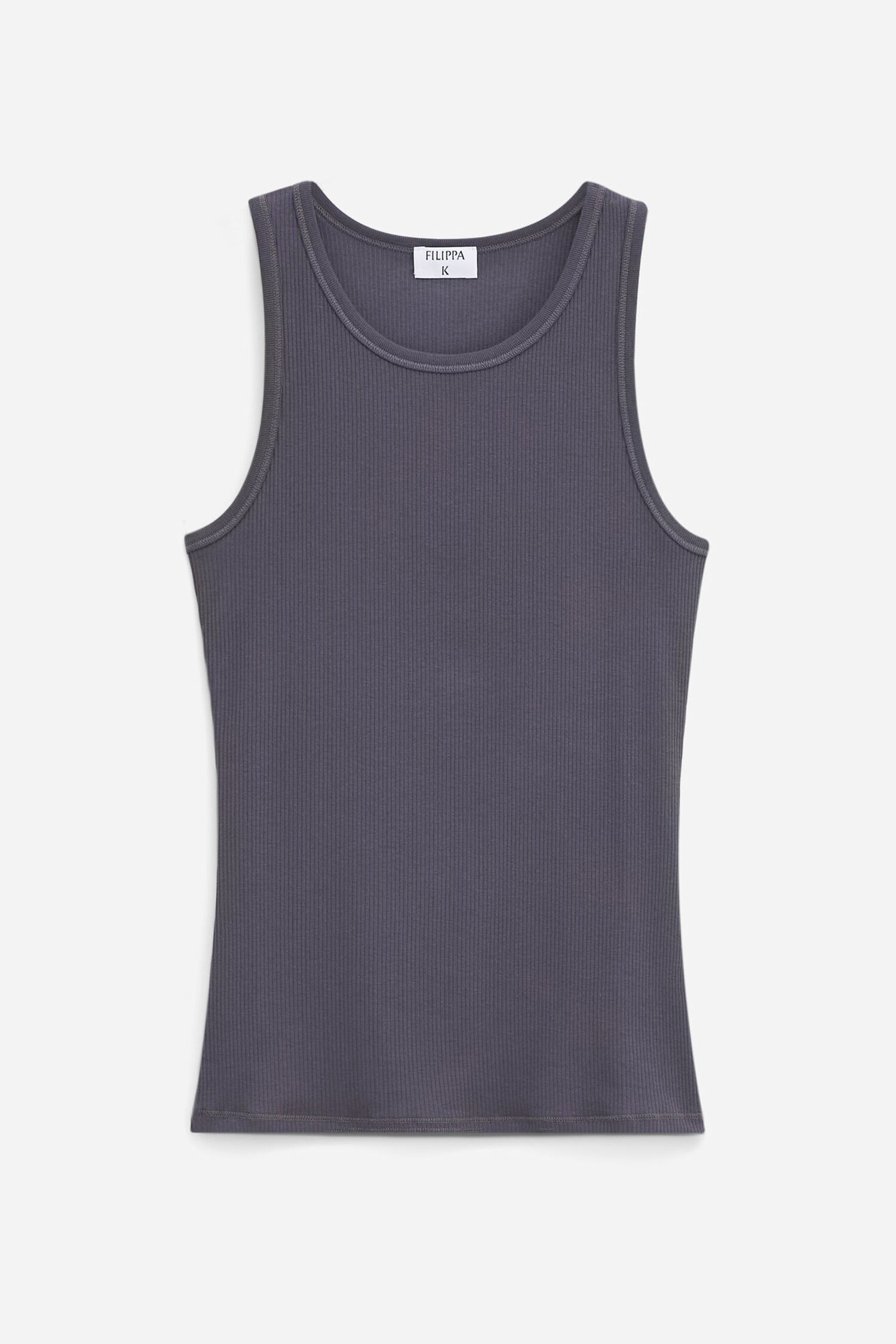 トップス humoresque silk rib tank gray Fine Rib Tank - Charcoal Grey | FILIPPA K
