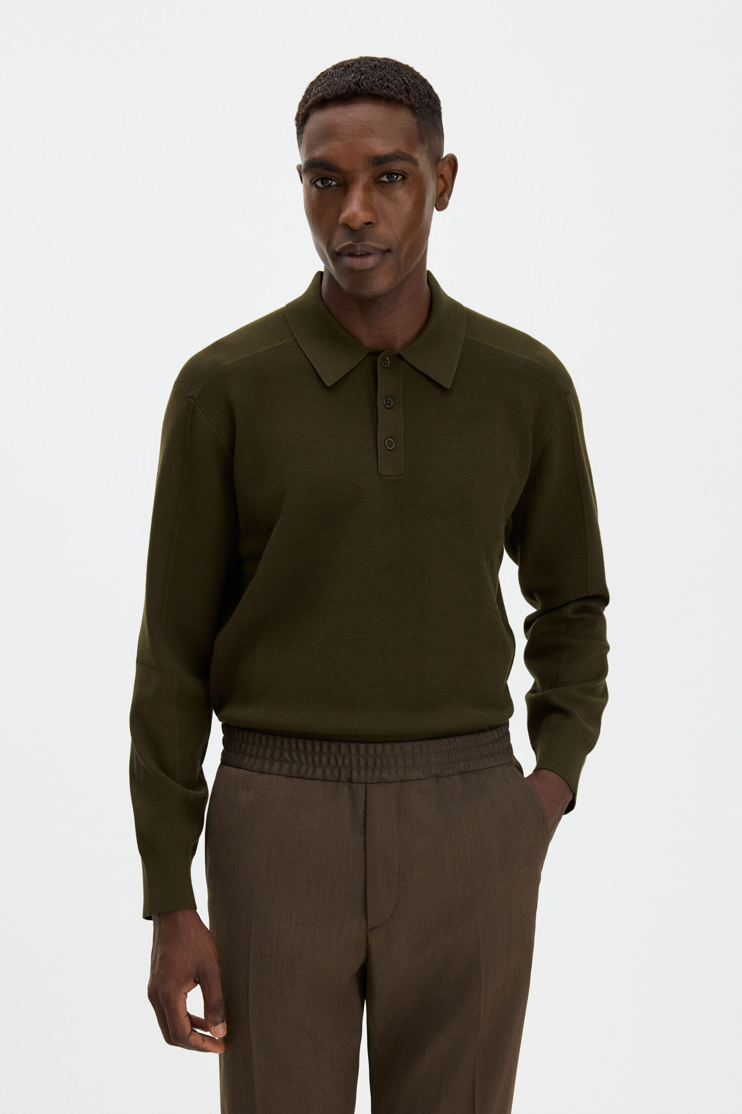 Textured Knit Polo Shirt