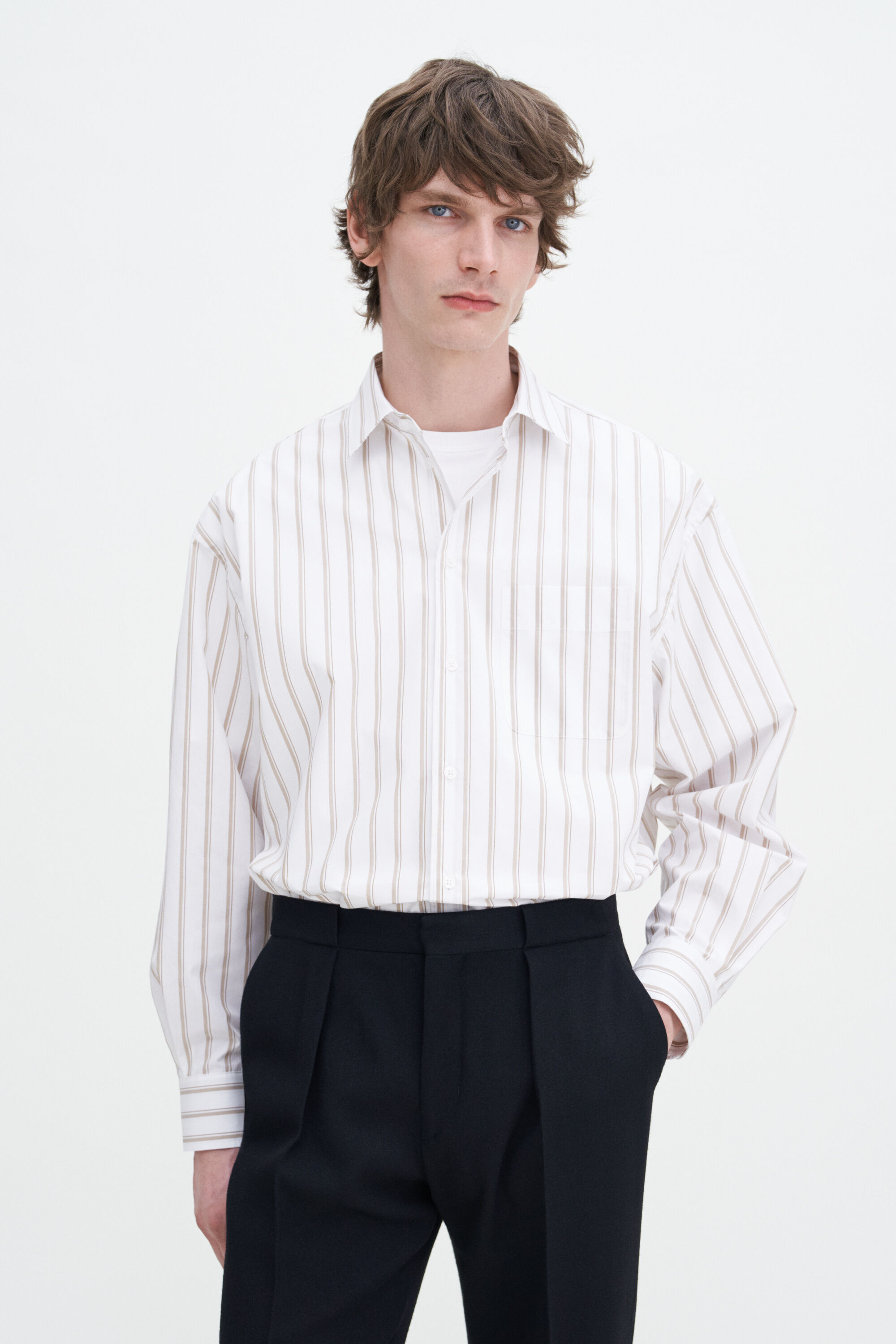 Classic Relaxed Shirt - Light Brown/Canvas Beige Double Stripe