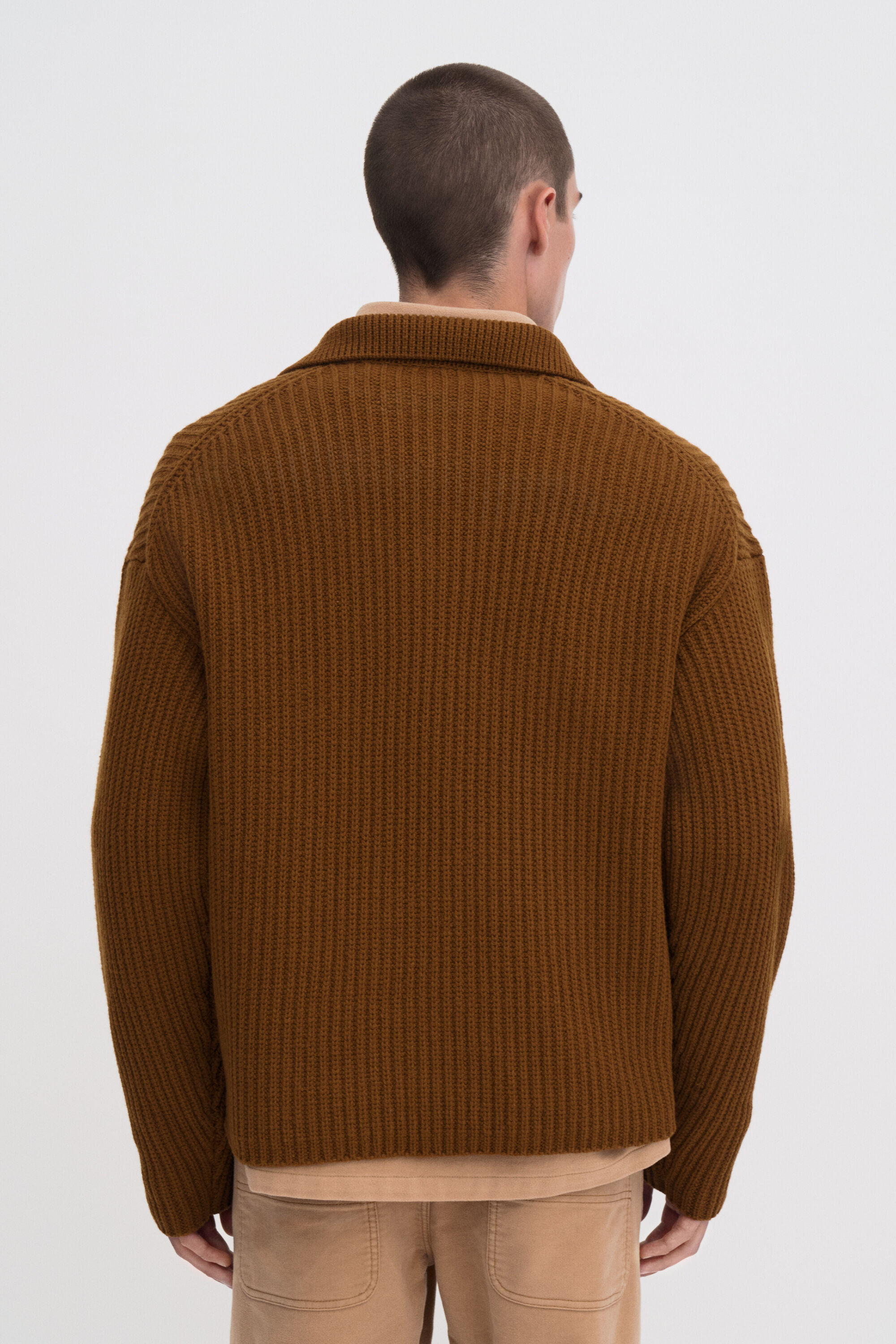 Chunky Ribbed Wool Polo - Copper Brown | FILIPPA K