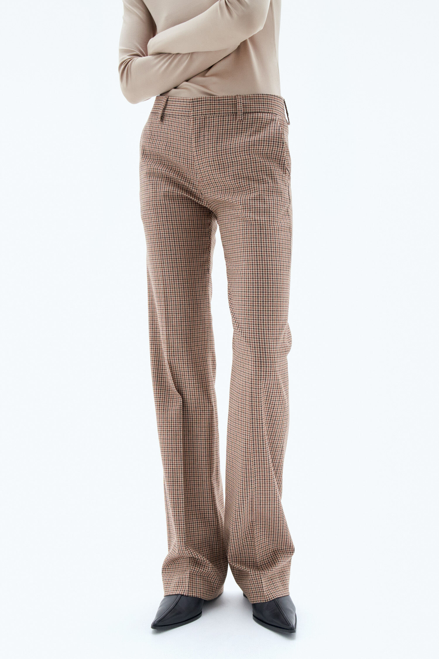 Bootcut Check Trousers