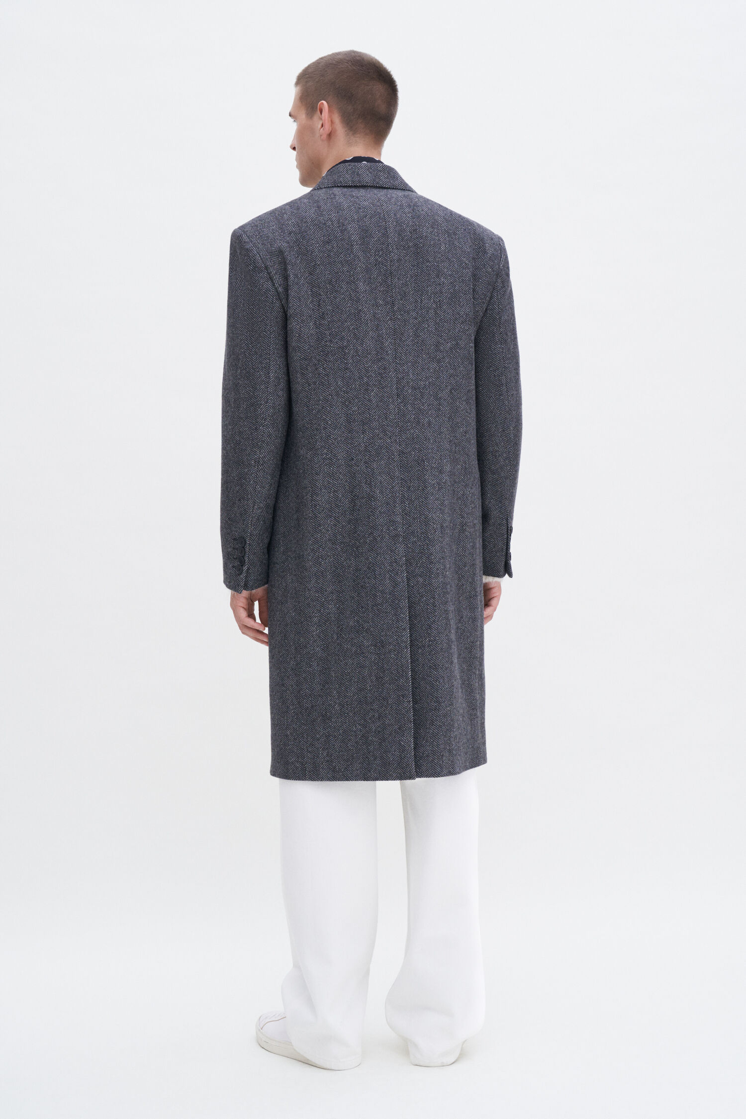 Relaxed Wool Herringbone Coat