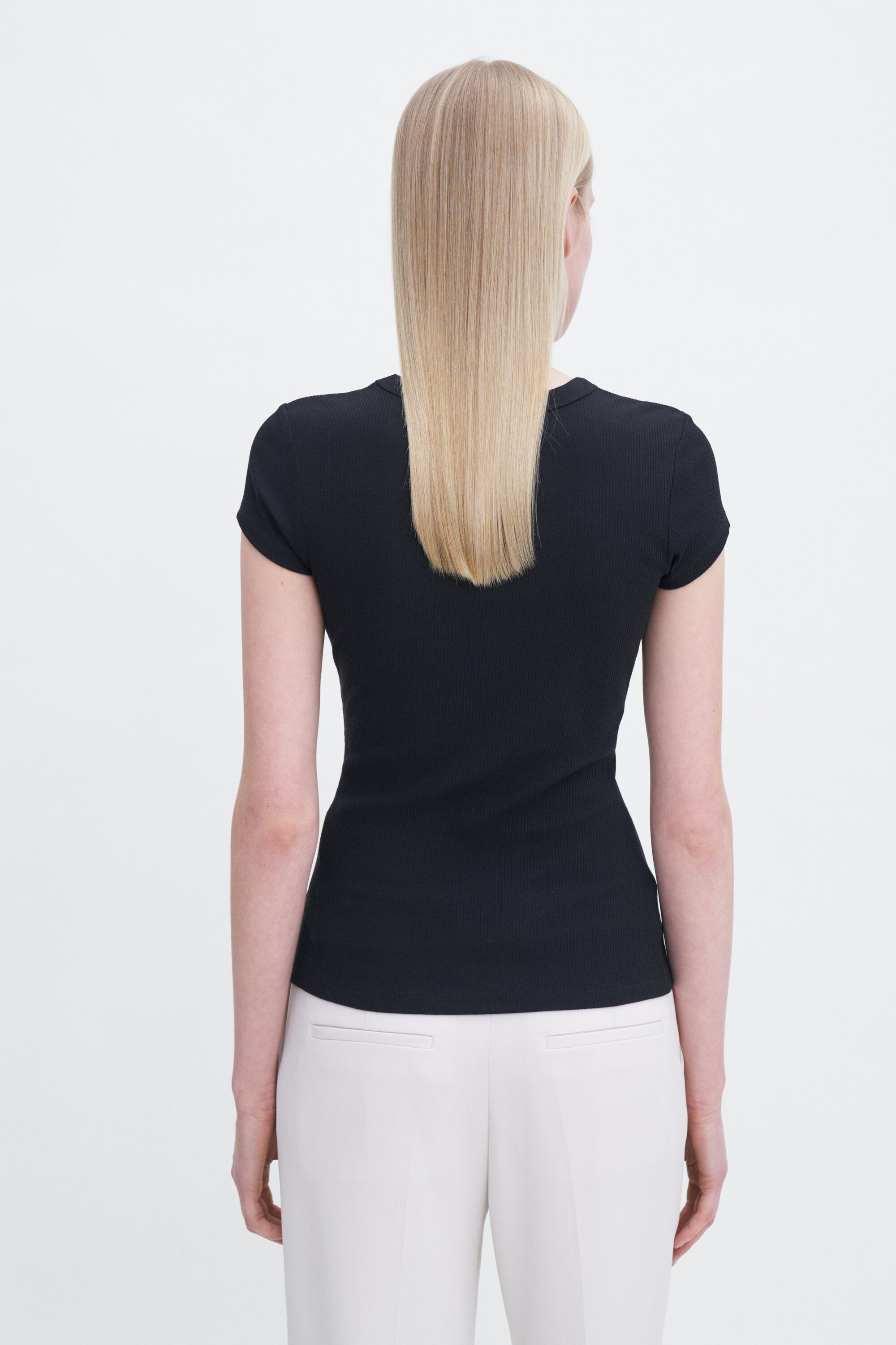 Fine Rib Tee - Black | FILIPPA K