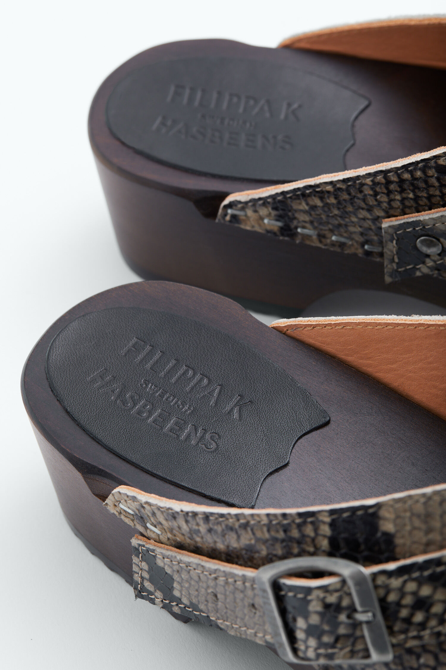 FK x SH Backstrap Clog - Printed Nougat Snake | Filippa K