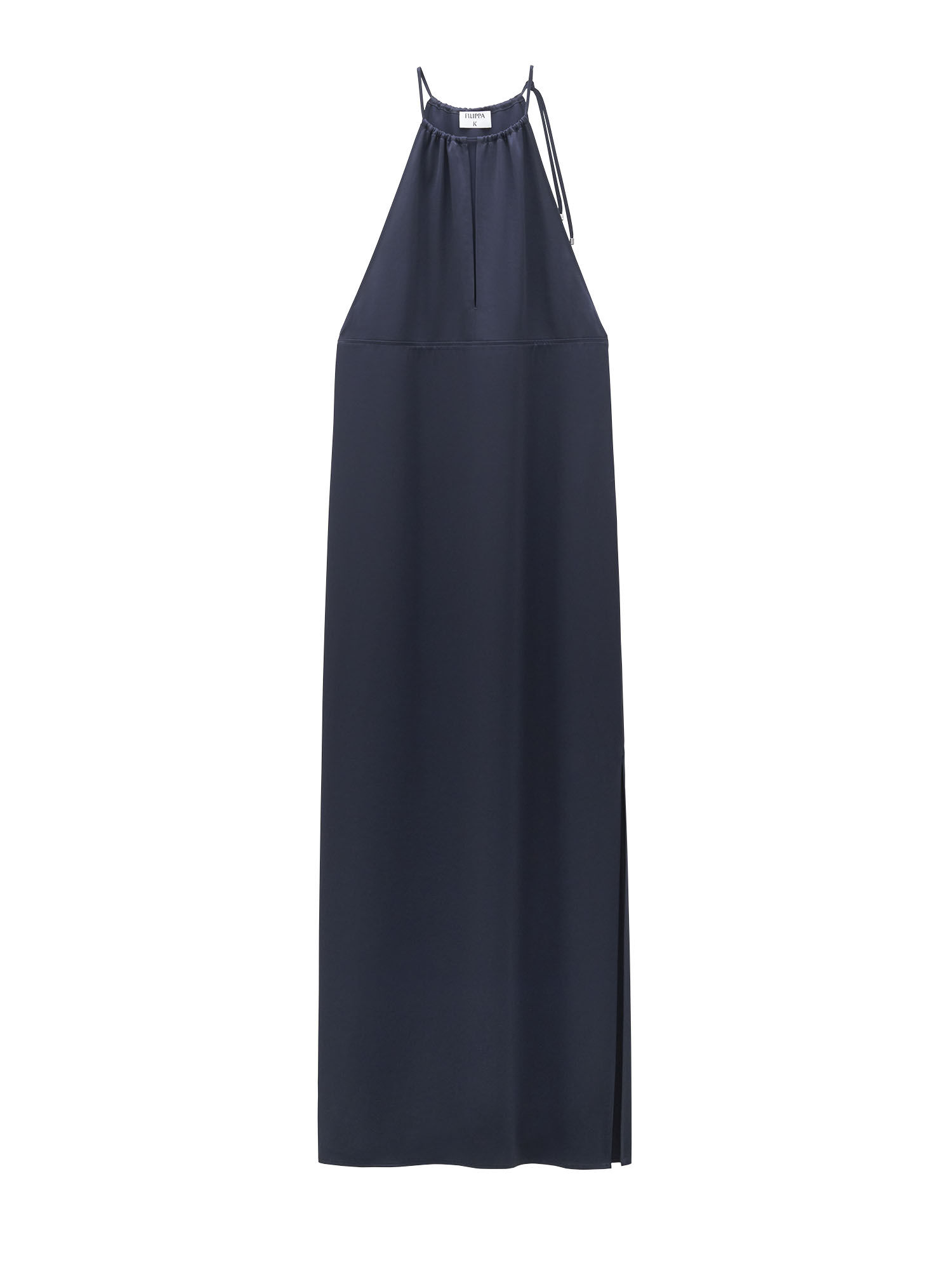 Gathered Neck Satin Dress