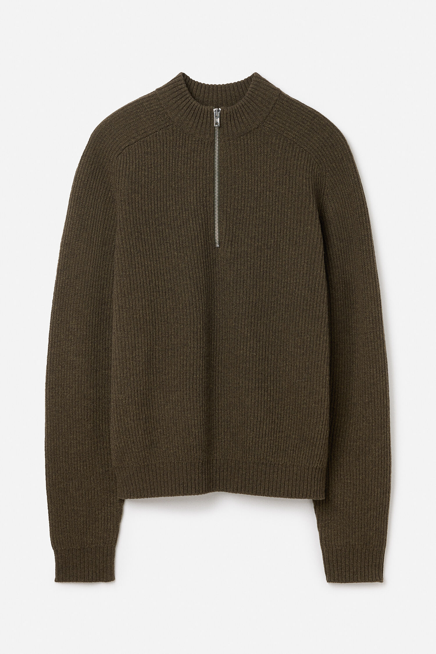 Wool Half Zip Sweater - Moss Green | FILIPPA K