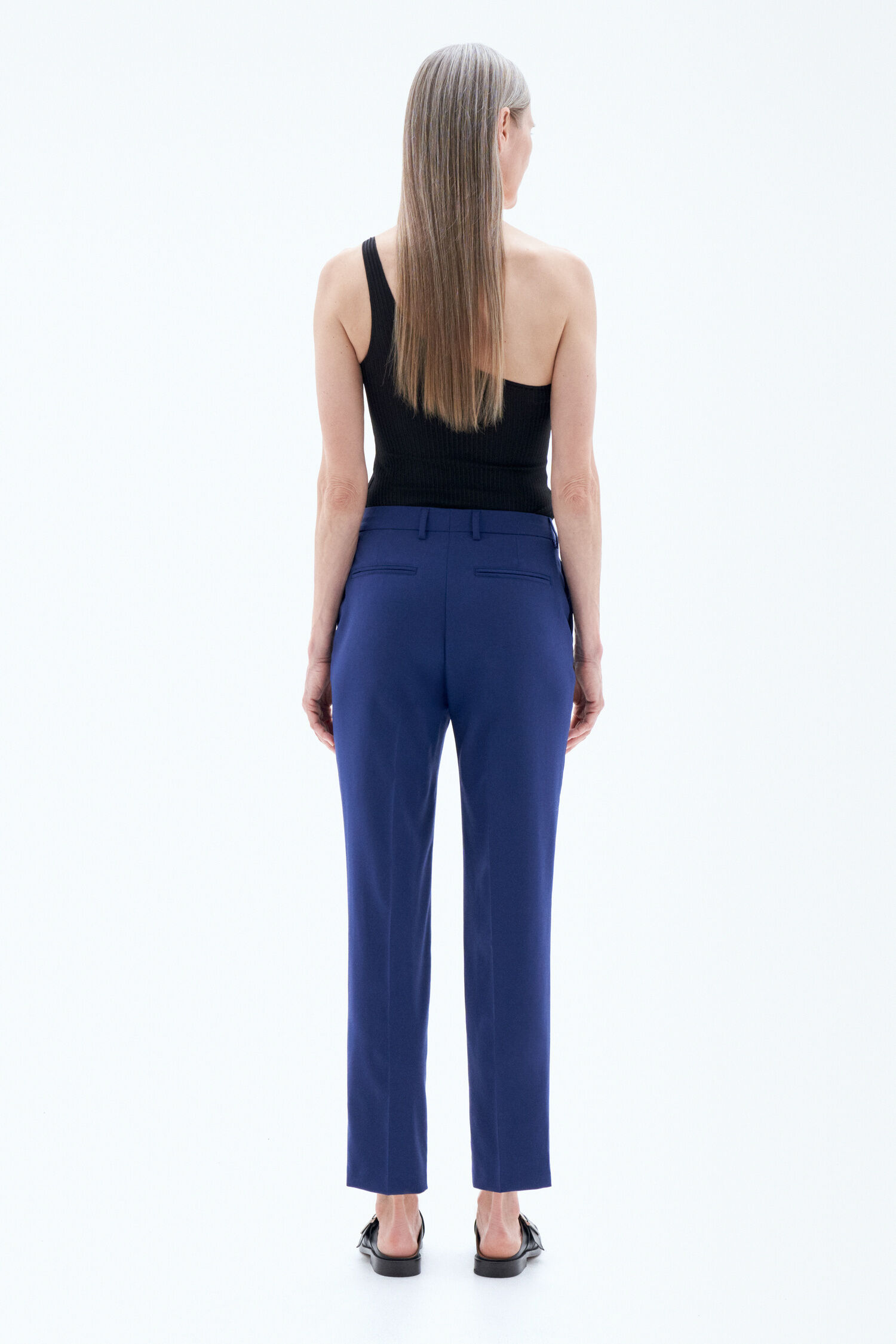 Emma Cropped Cool Wool Trousers - Ocean Blue | Filippa K