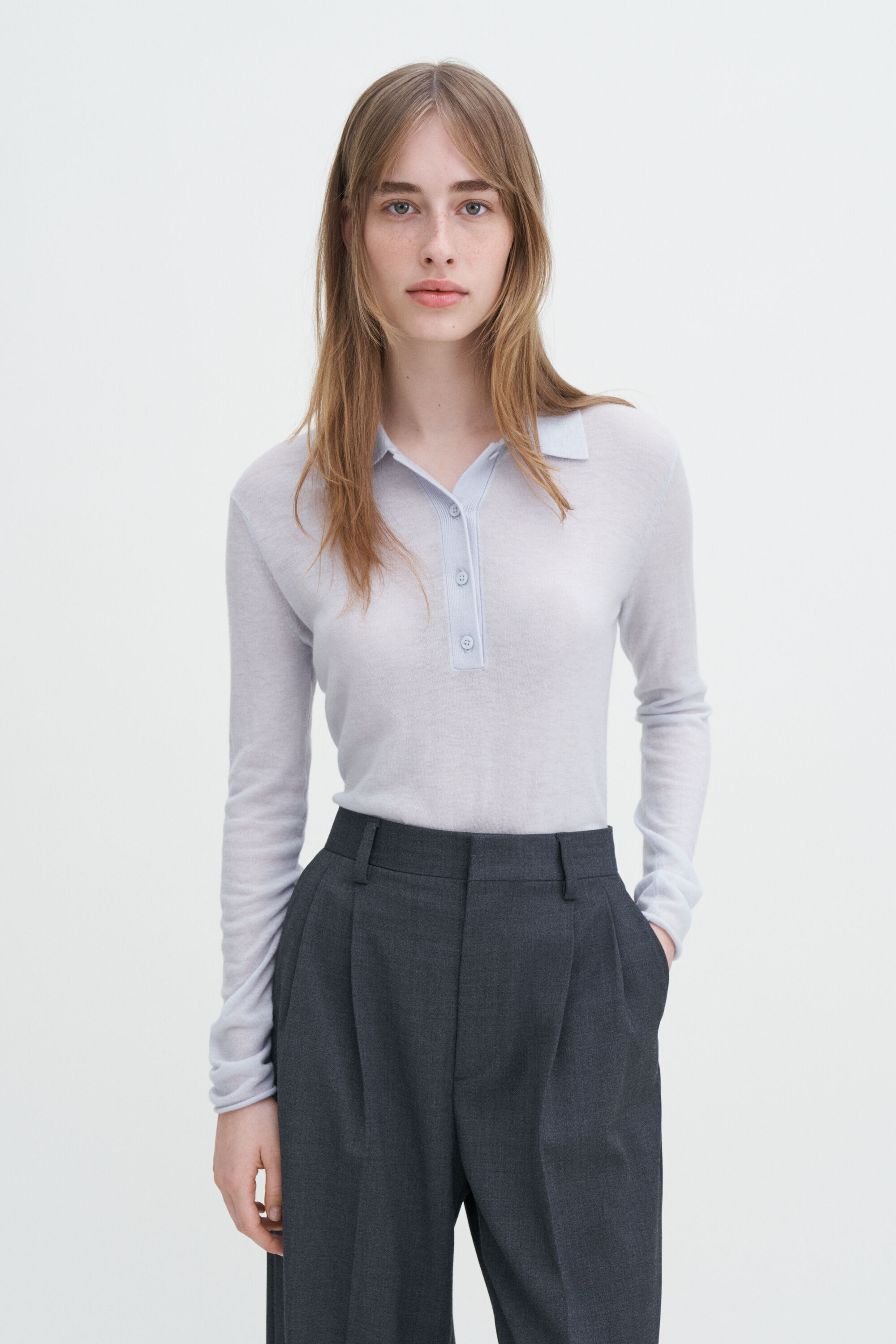 Knit Polo Sweater - Mist Blue | Filippa K