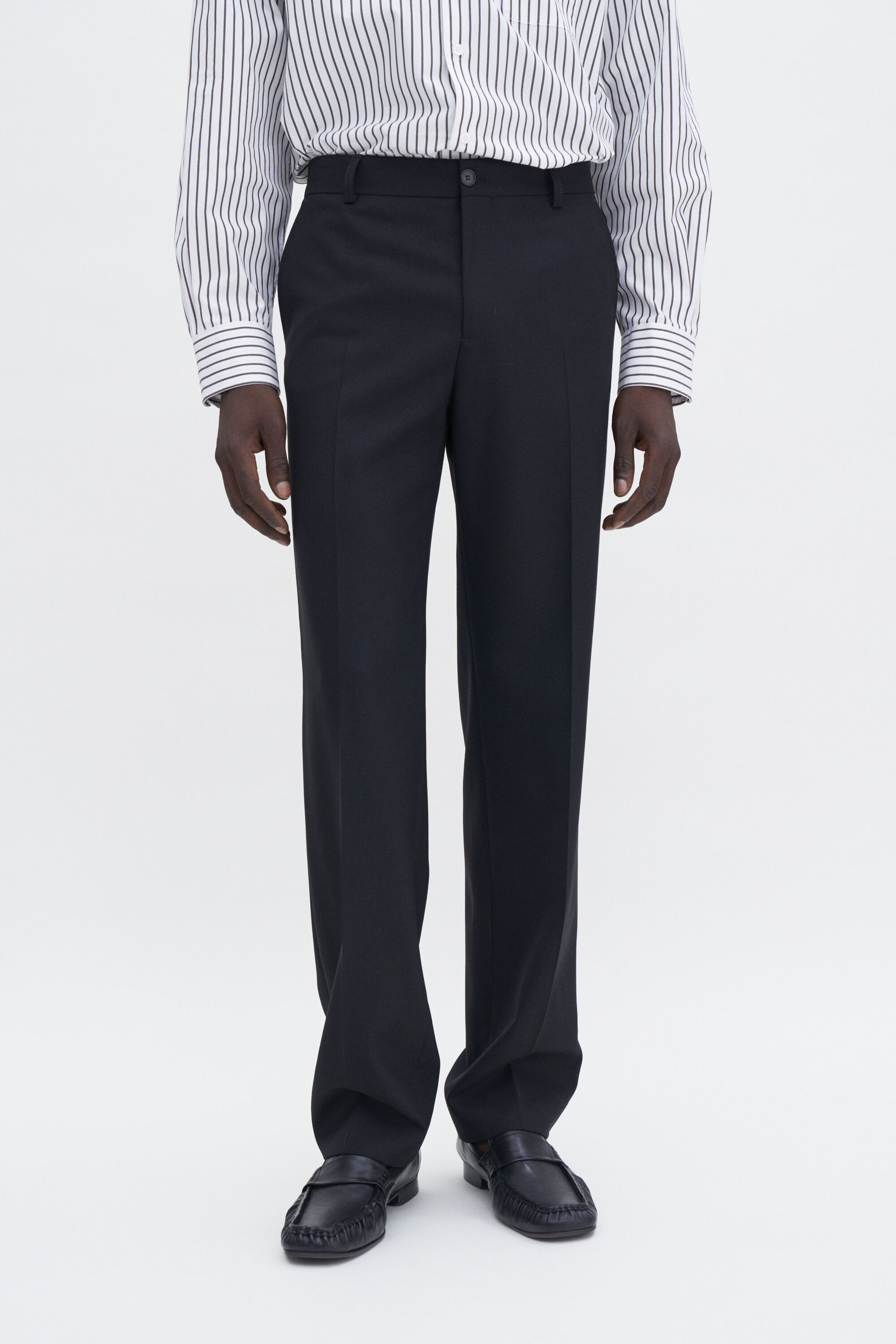 Men's Wool blend pants with D buckle waistband | Black | Diesel