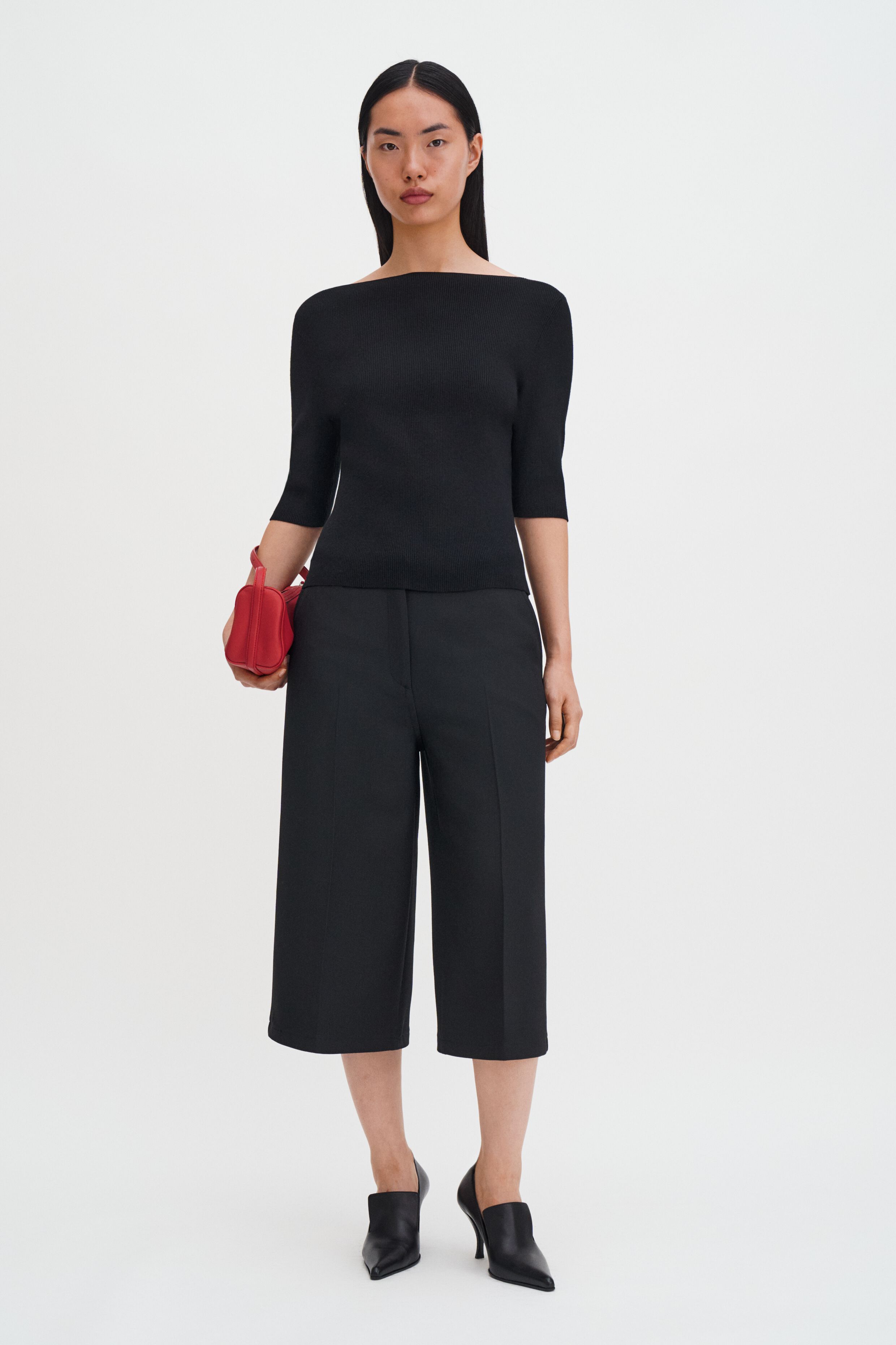 Boatneck Rib Top - Black | FILIPPA K