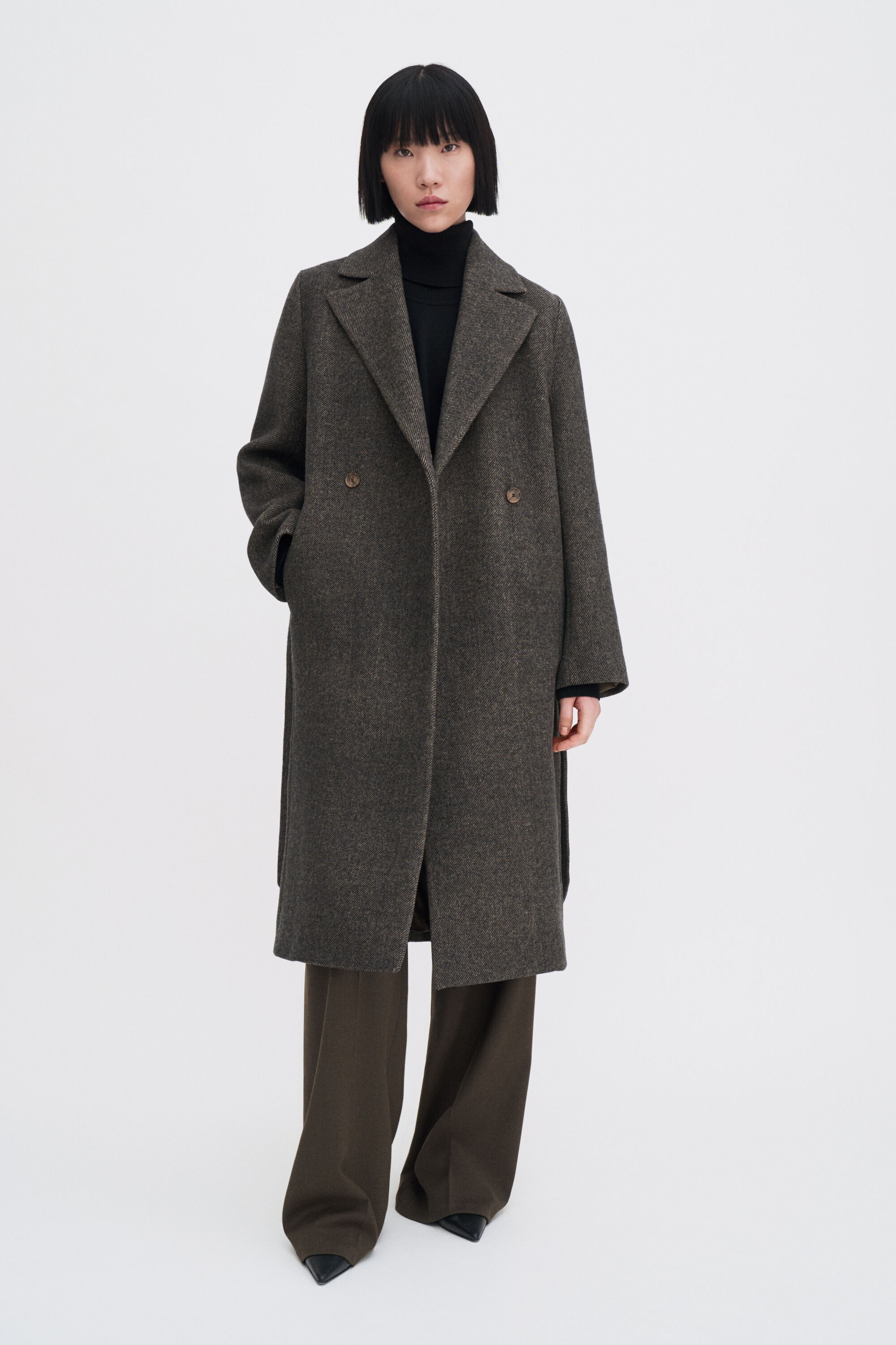 Charlotte Twill Belted Coat - Driftwood | FILIPPA K