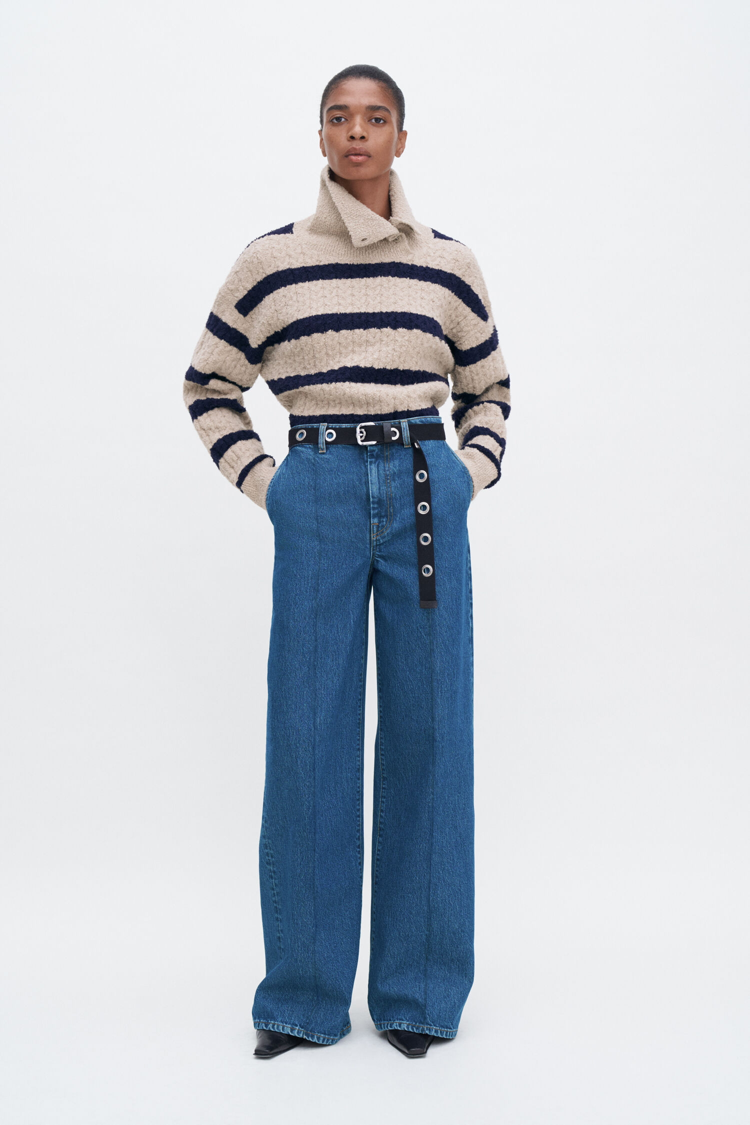 Striped Shawl Collar Sweater