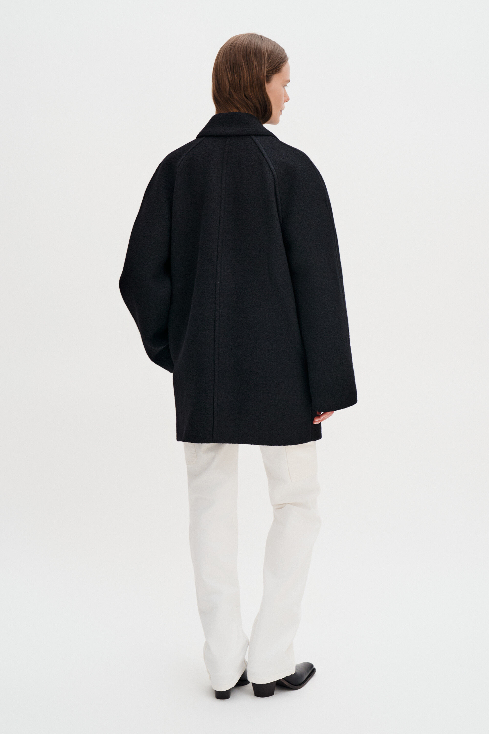 Boiled Wool Peacoat - Black | FILIPPA K