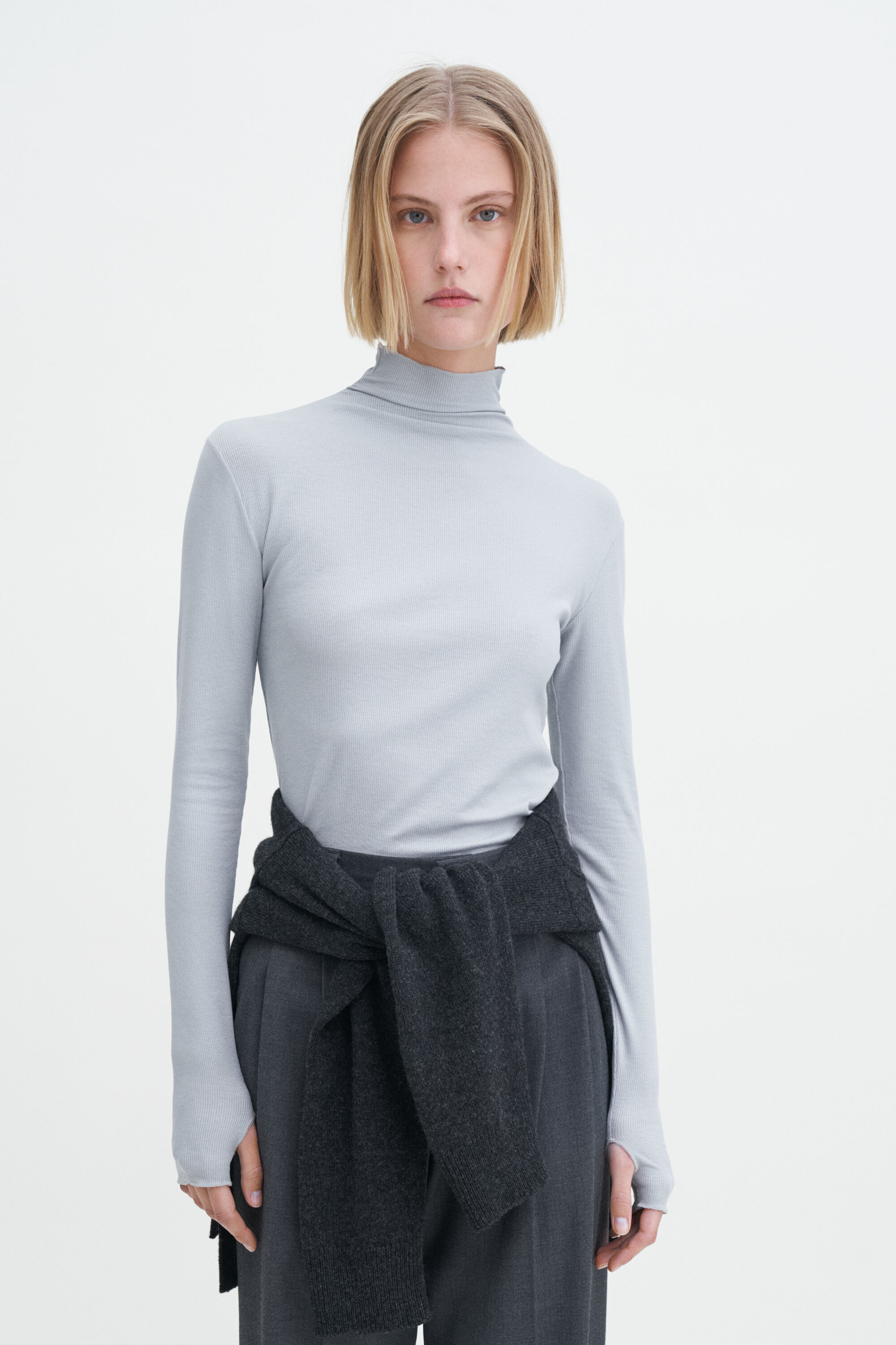 Rib mock neck top