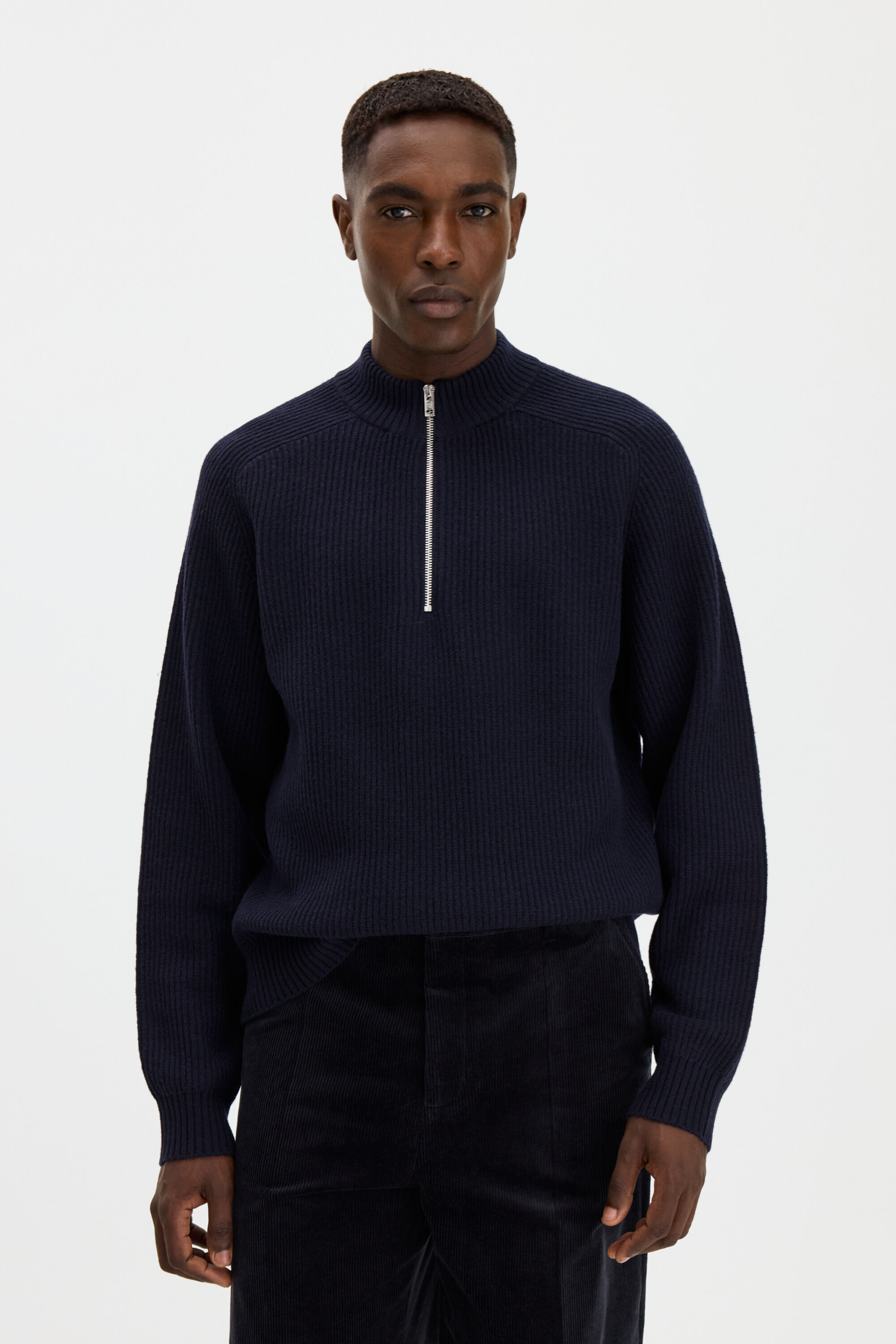 Wool Half Zip Sweater - Navy | FILIPPA K