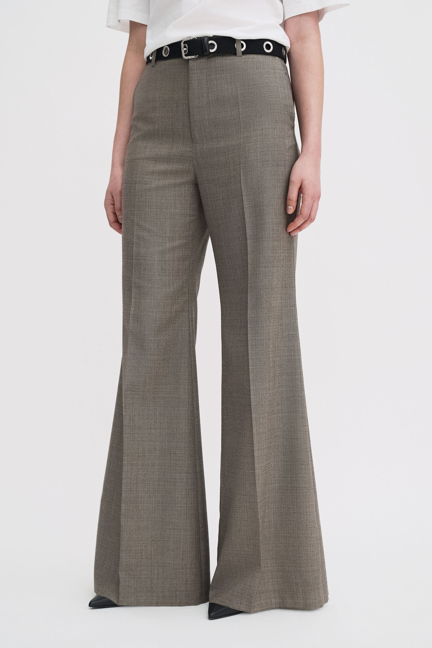 Wool Blend Flare Trousers
