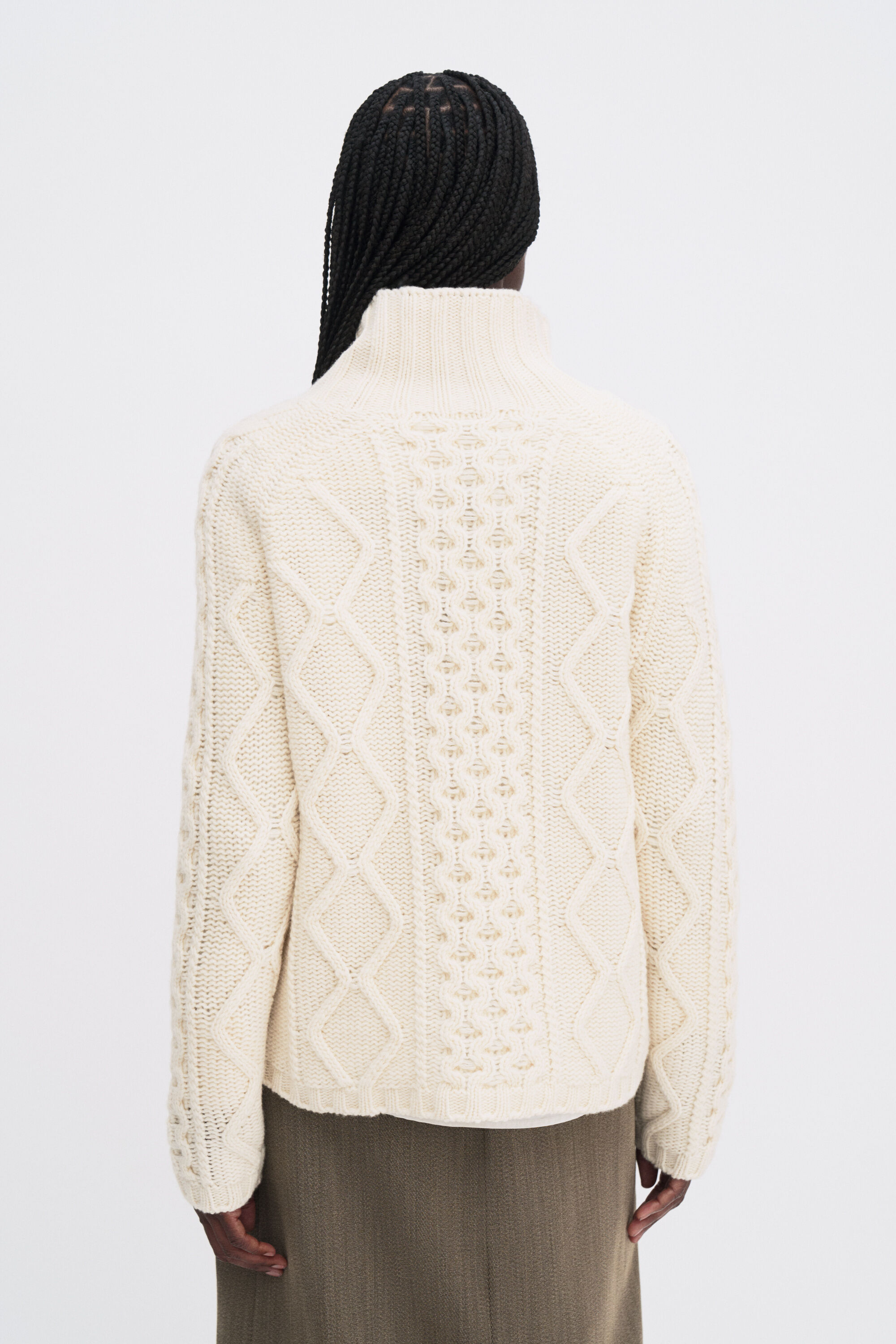 Wool Cable Knit Sweater - Cream White | FILIPPA K