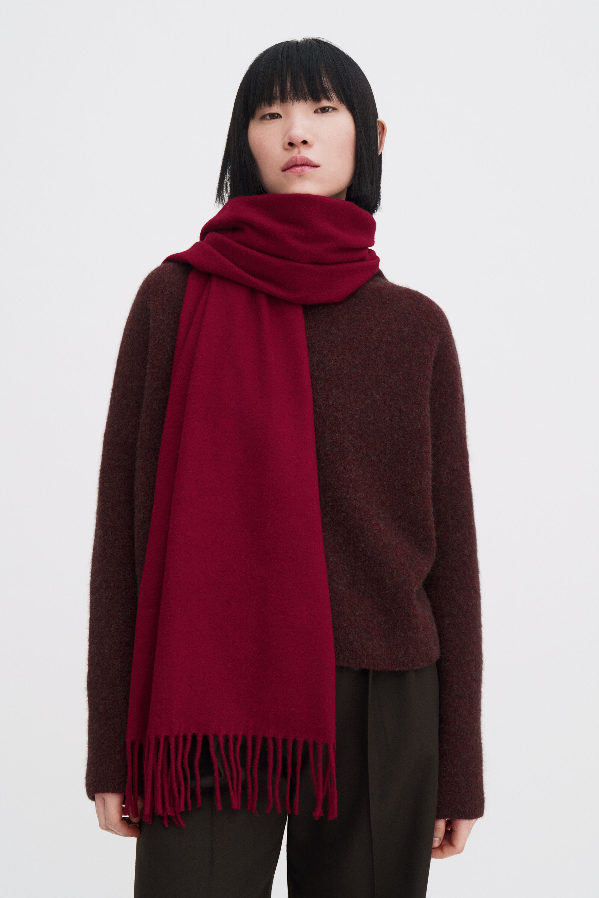 Cashmere Blend Scarf - Burgundy | Filippa K