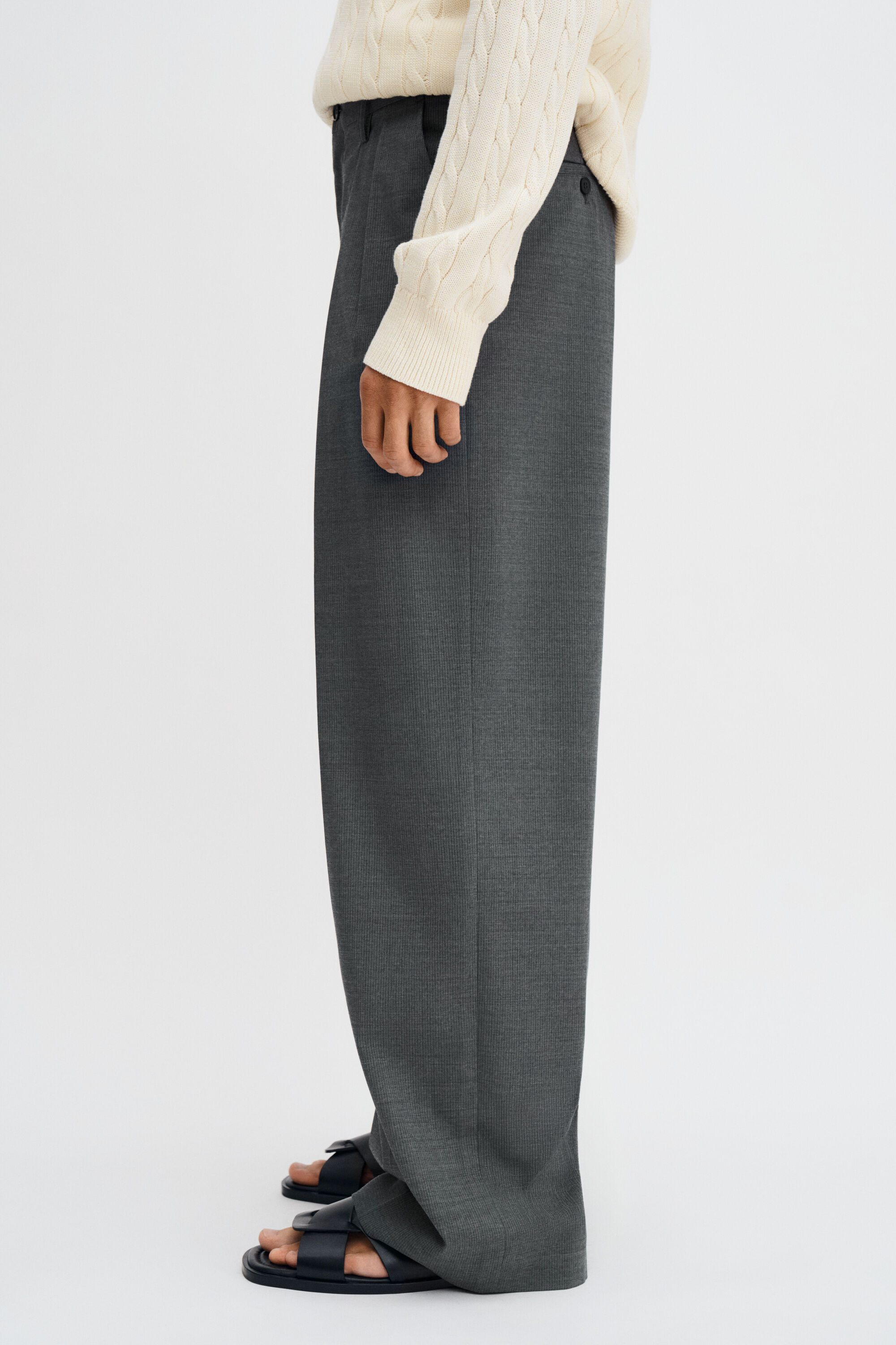 Milo Pinstripe Trousers - Mid Grey | FILIPPA K