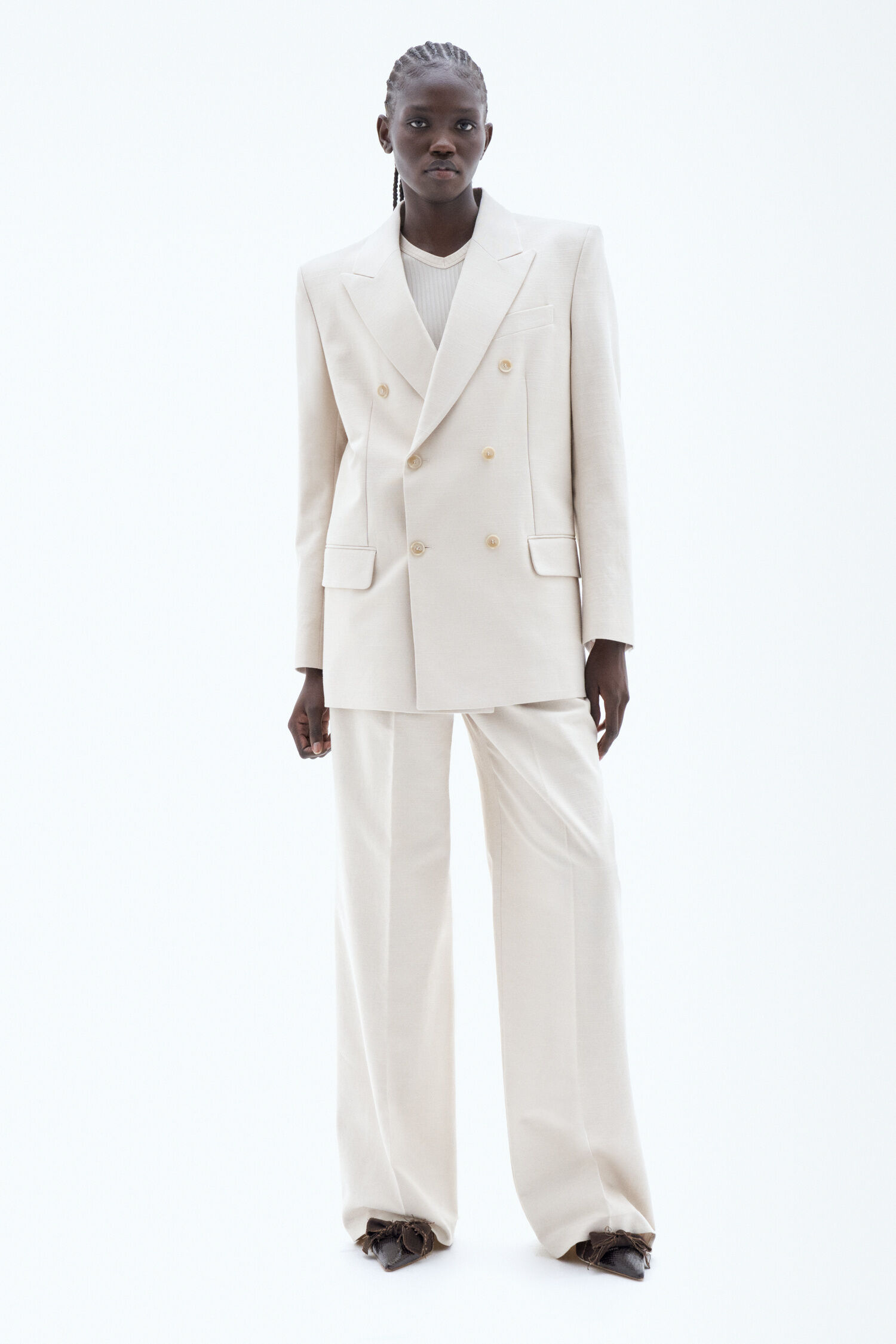 Double Breasted Cotton Linen Blazer