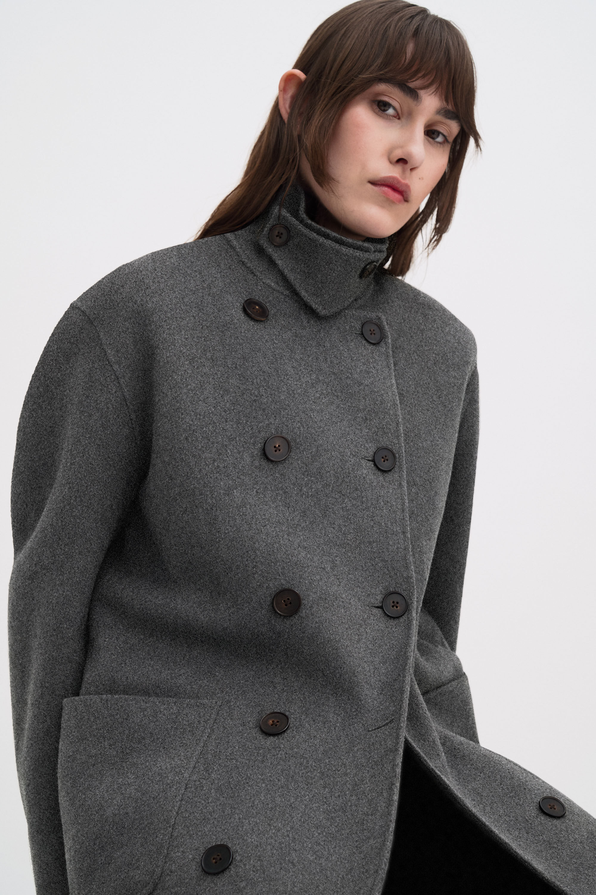 Amelia Doublé Coat - Dark Grey Melange | FILIPPA K