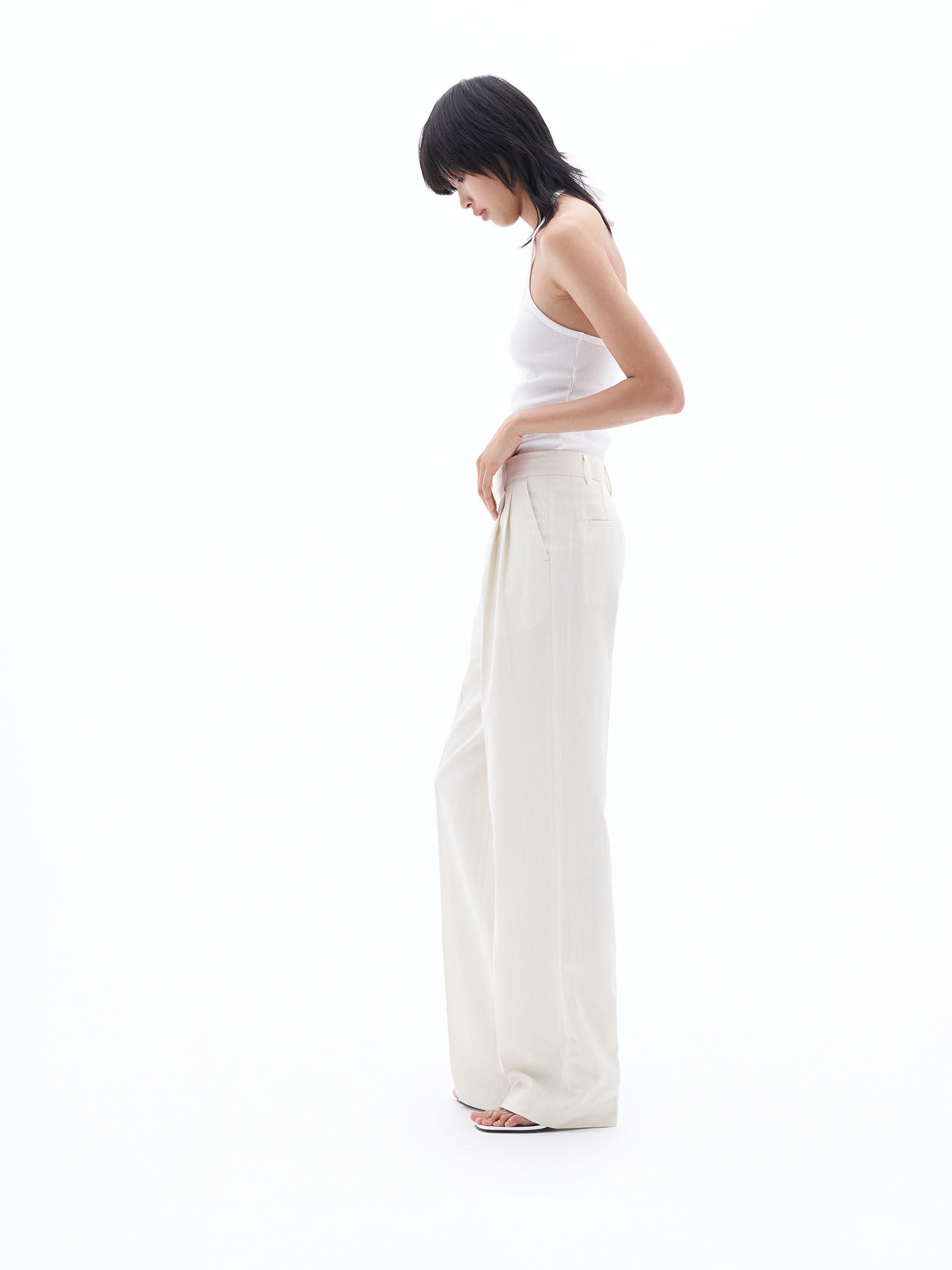 Pleated Pinstripe Trousers